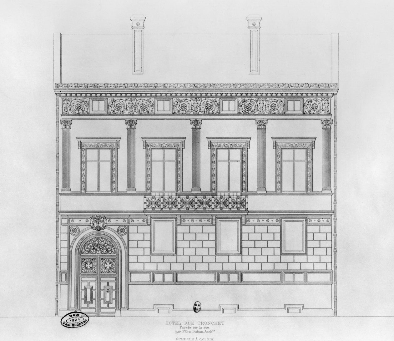 Hotel de Pourtales, fasada, 1850 autorstwa Felix Louis Jacques Duban