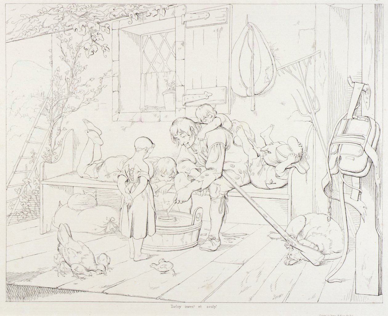 (Rip Van Winkle, ilustracja) Rip Zabawiający Dzieci autorstwa Felix Octavius Carr Darley