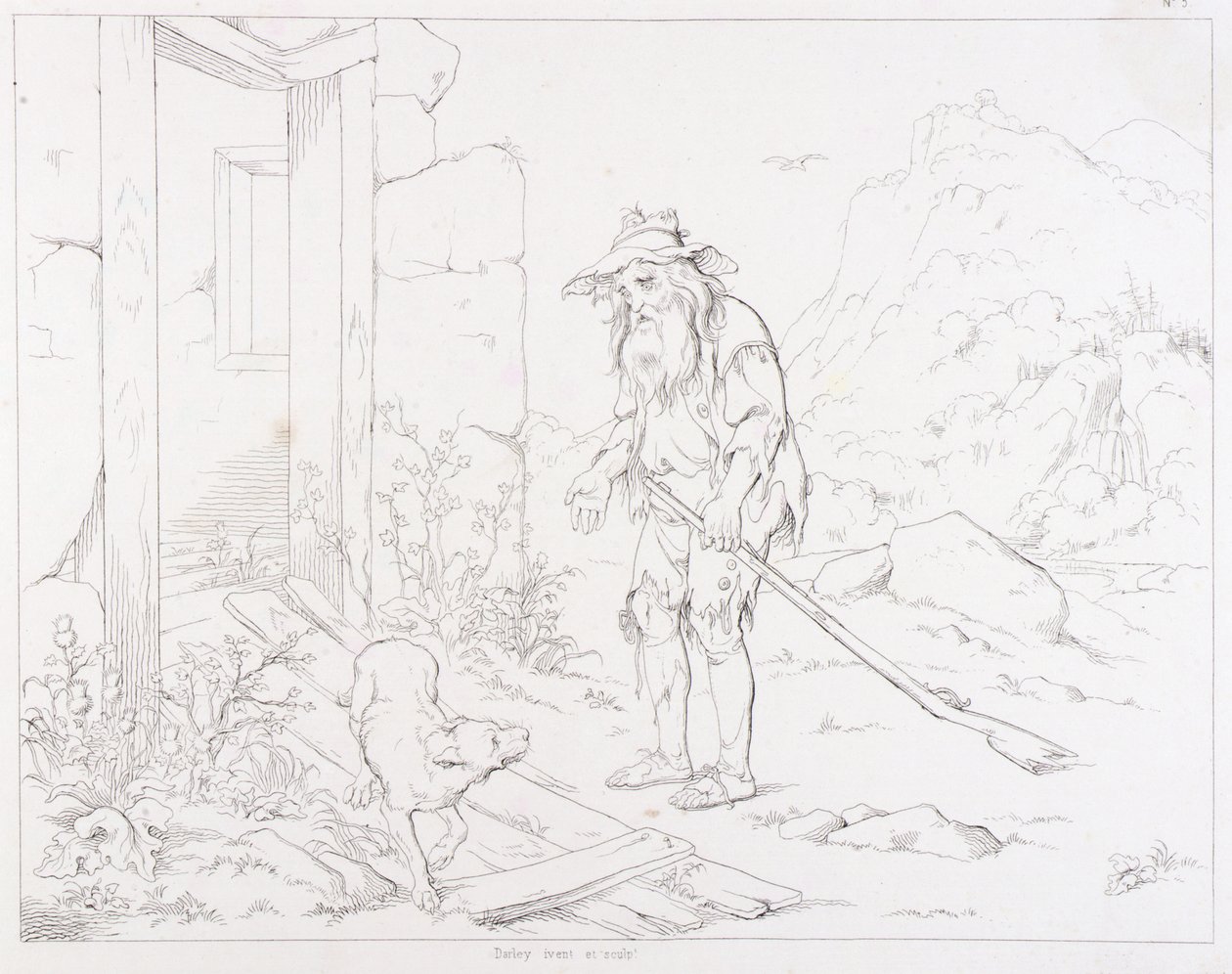 (Rip Van Winkle, ilustracja) Rip wraca do swojego zrujnowanego domu autorstwa Felix Octavius Carr Darley
