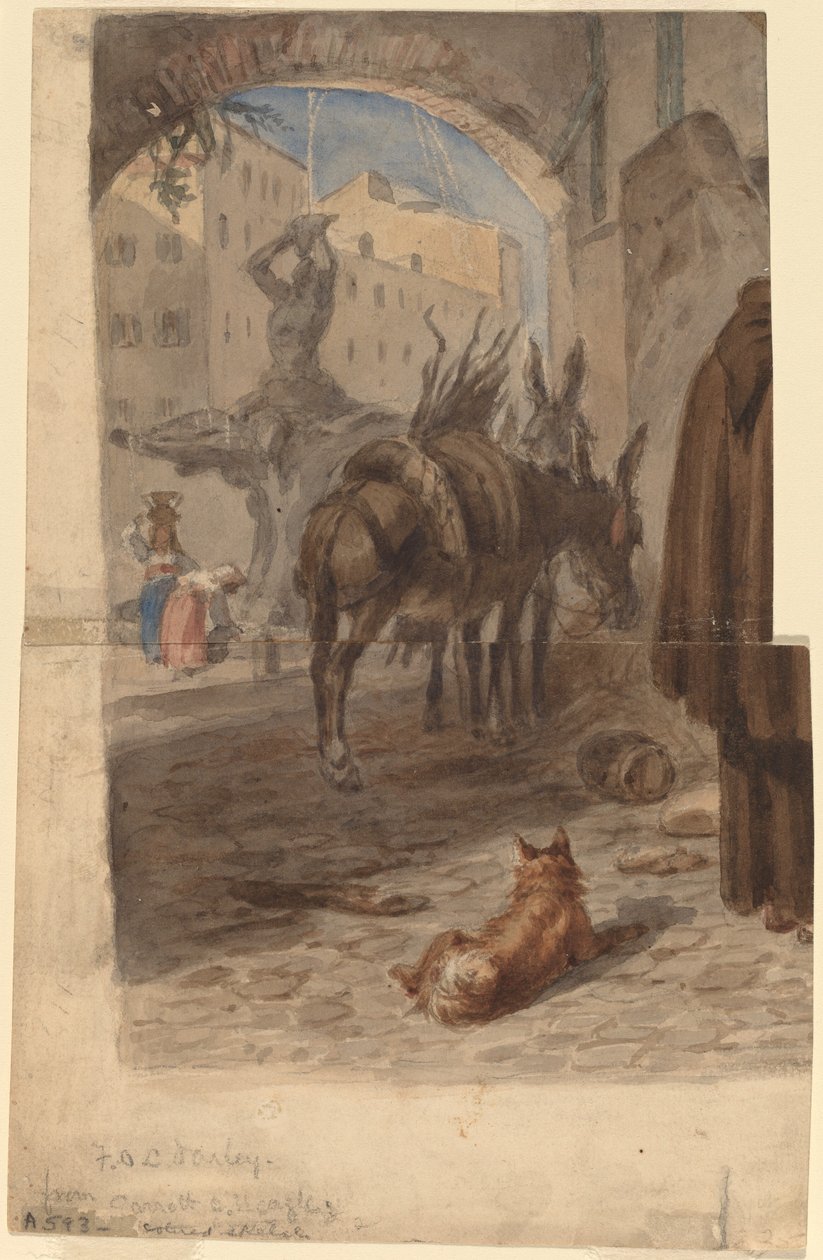 Fontanna Berniniego, Rzym [recto] autorstwa Felix Octavius Carr Darley