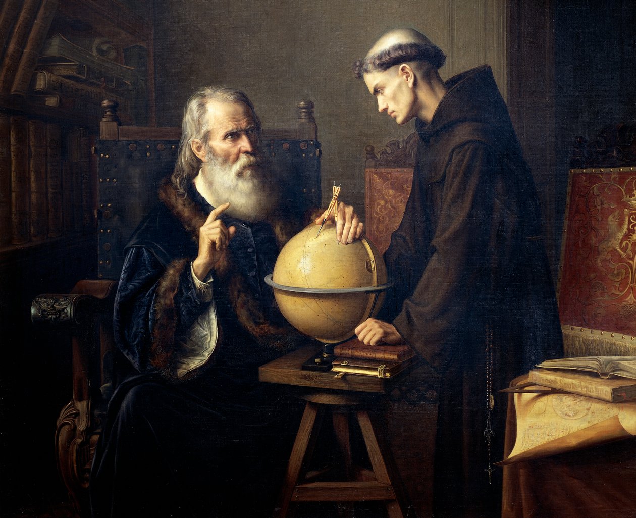 Galileo Galilei (1564-1642) wyjaśniający swoje teorie na Uniwersytecie w Padwie, Obraz Felixa Parry (1845-1919) autorstwa Félix Parra