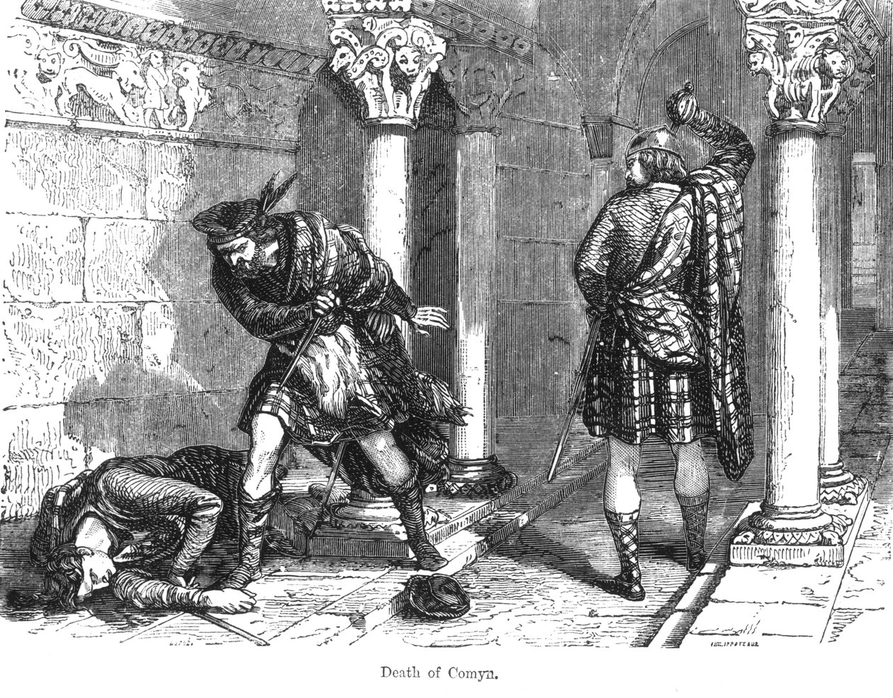 Śmierć Jana Comyna Młodszego (zm.1306) autorstwa Felix Philippoteaux
