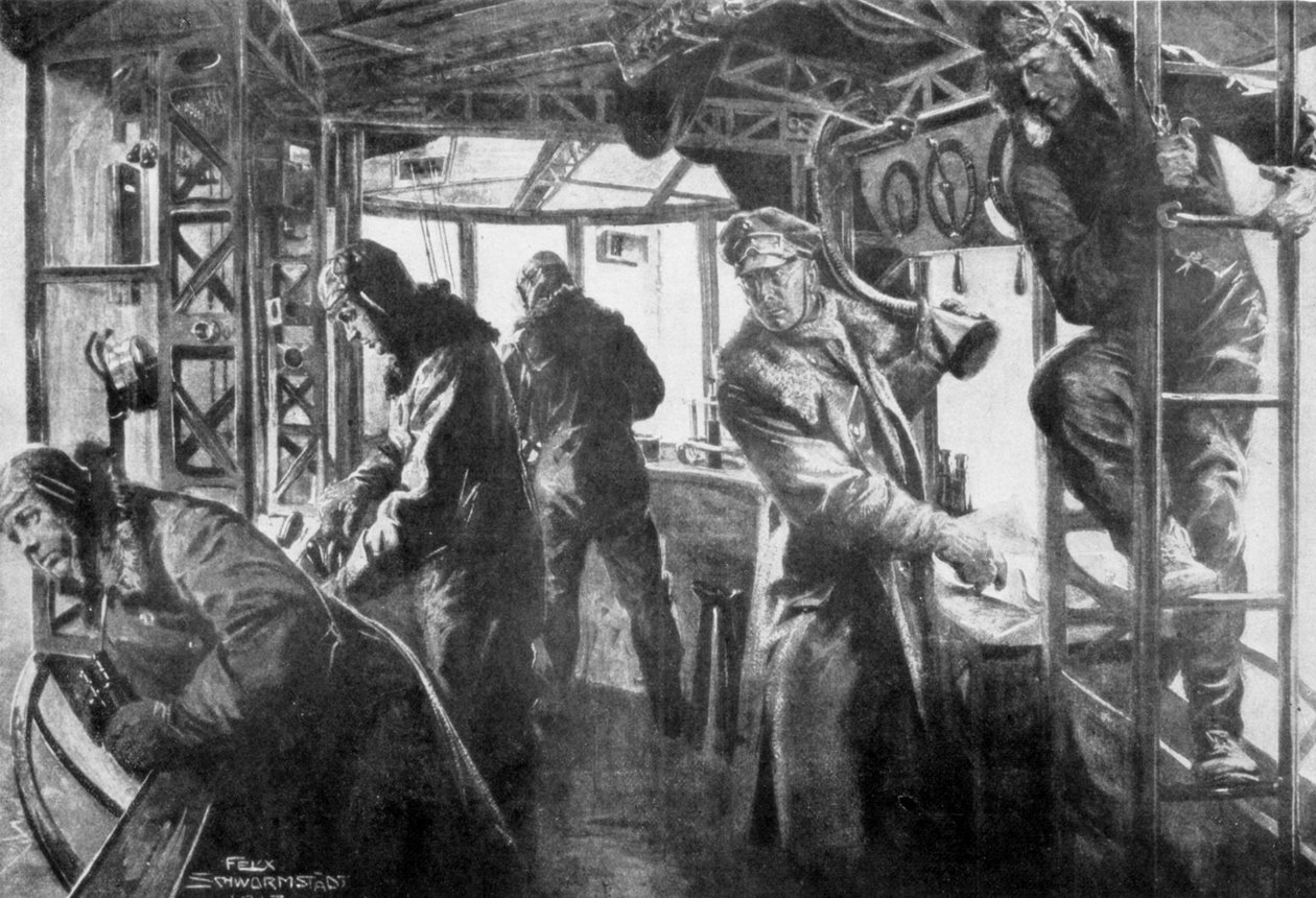 Obszar dowodzenia na pokładzie Zeppelina, niemiecka flota powietrzna, I wojna światowa, 1917. autorstwa Felix Schwormstadt