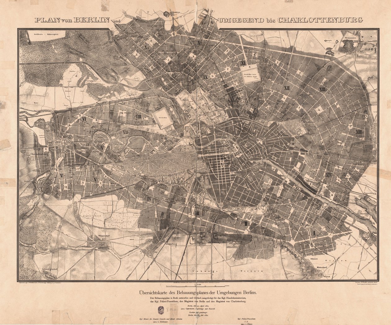 Mapa poglądowa planu zagospodarowania przestrzennego okolic Berlina. autorstwa Ferdinand Boehm