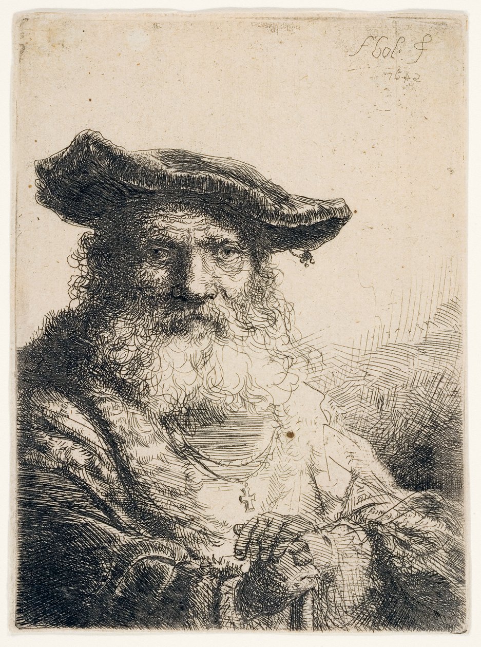 Stary człowiek z rozwianą brodą, 1642 autorstwa Ferdinand Bol