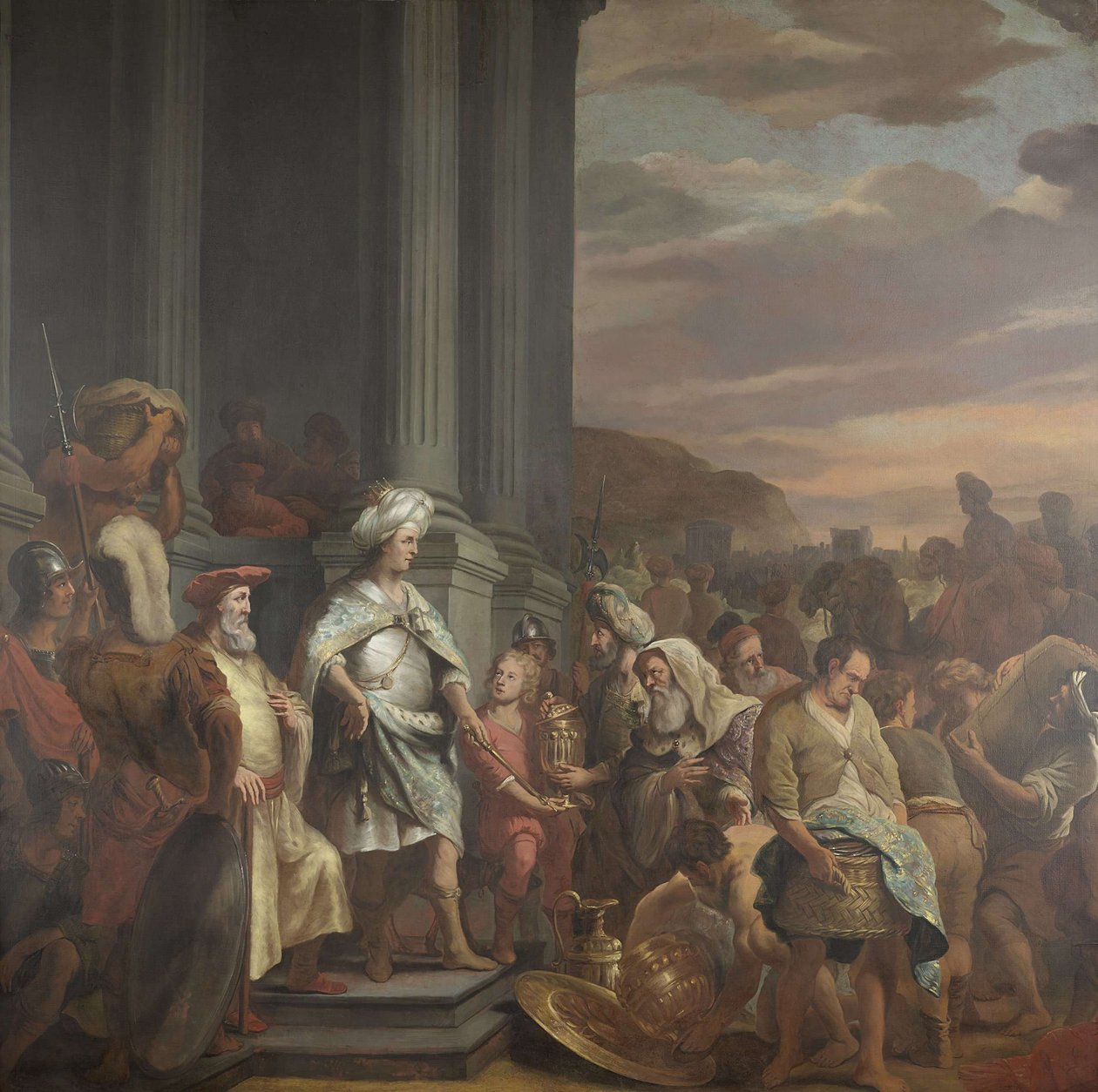 Ofiarowanie darów za budowę Świątyni Salomona autorstwa Ferdinand Bol