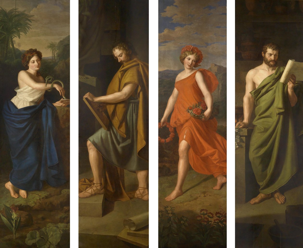 Hygieia, Hipokrates, Flora i Galen autorstwa Ferdinand Georg Waldmuller