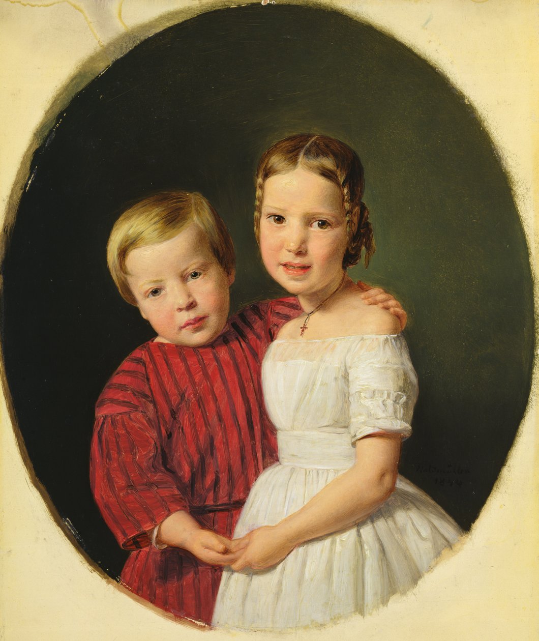 Portret dwojga dzieci, 1844 autorstwa Ferdinand Georg Waldmuller