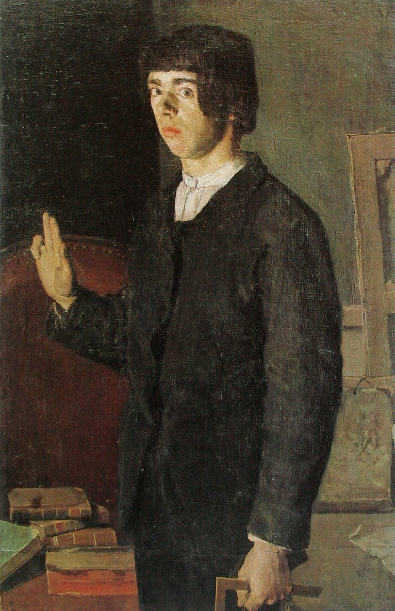 Der Student, Selbstbildnis.nAlternatywne tytuły: nNiemiecki: Selbstbildnis: Der Student. autorstwa Ferdinand Hodler