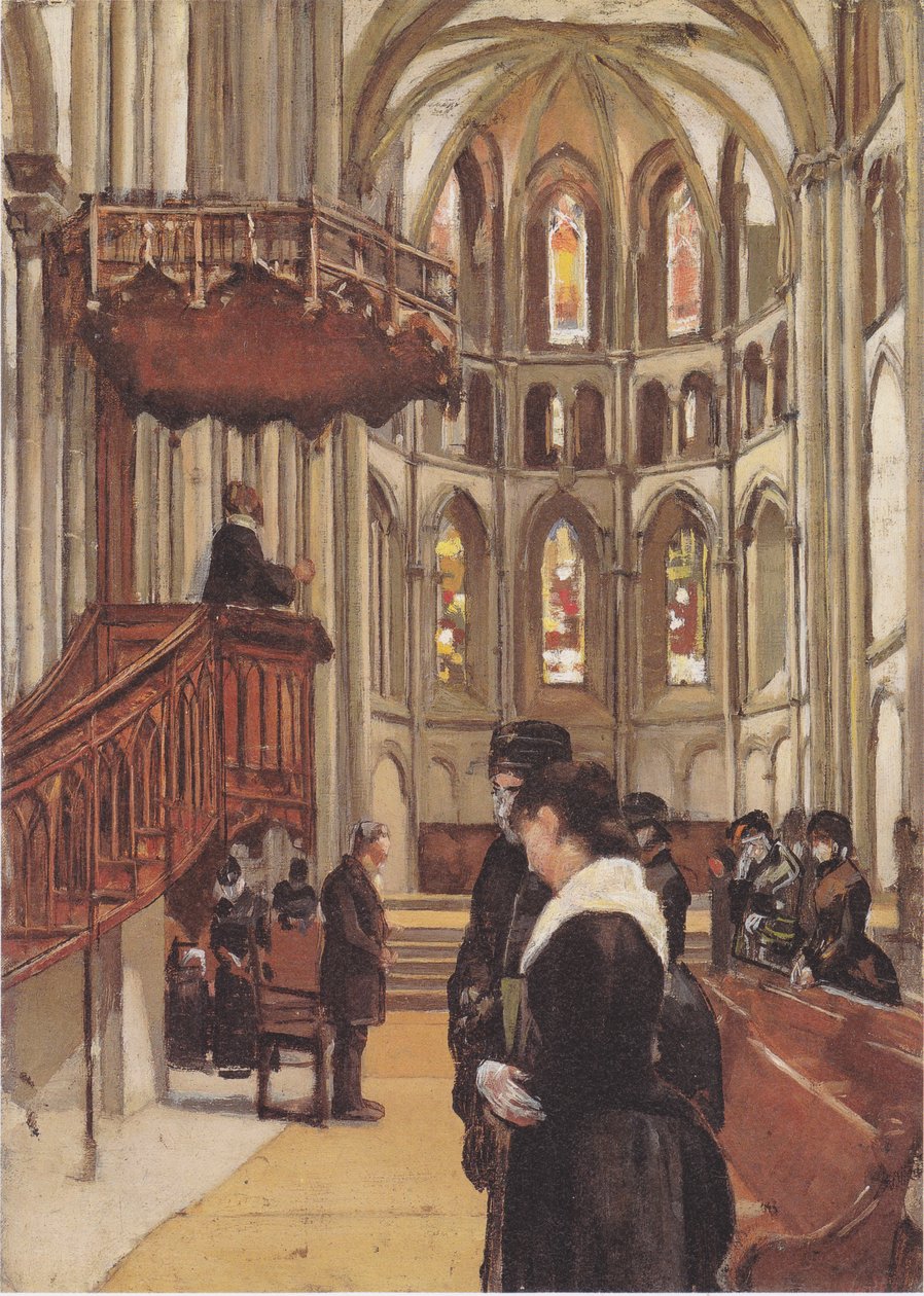 Modlitwa w katedrze Saint-Pierre w Genewie autorstwa Ferdinand Hodler
