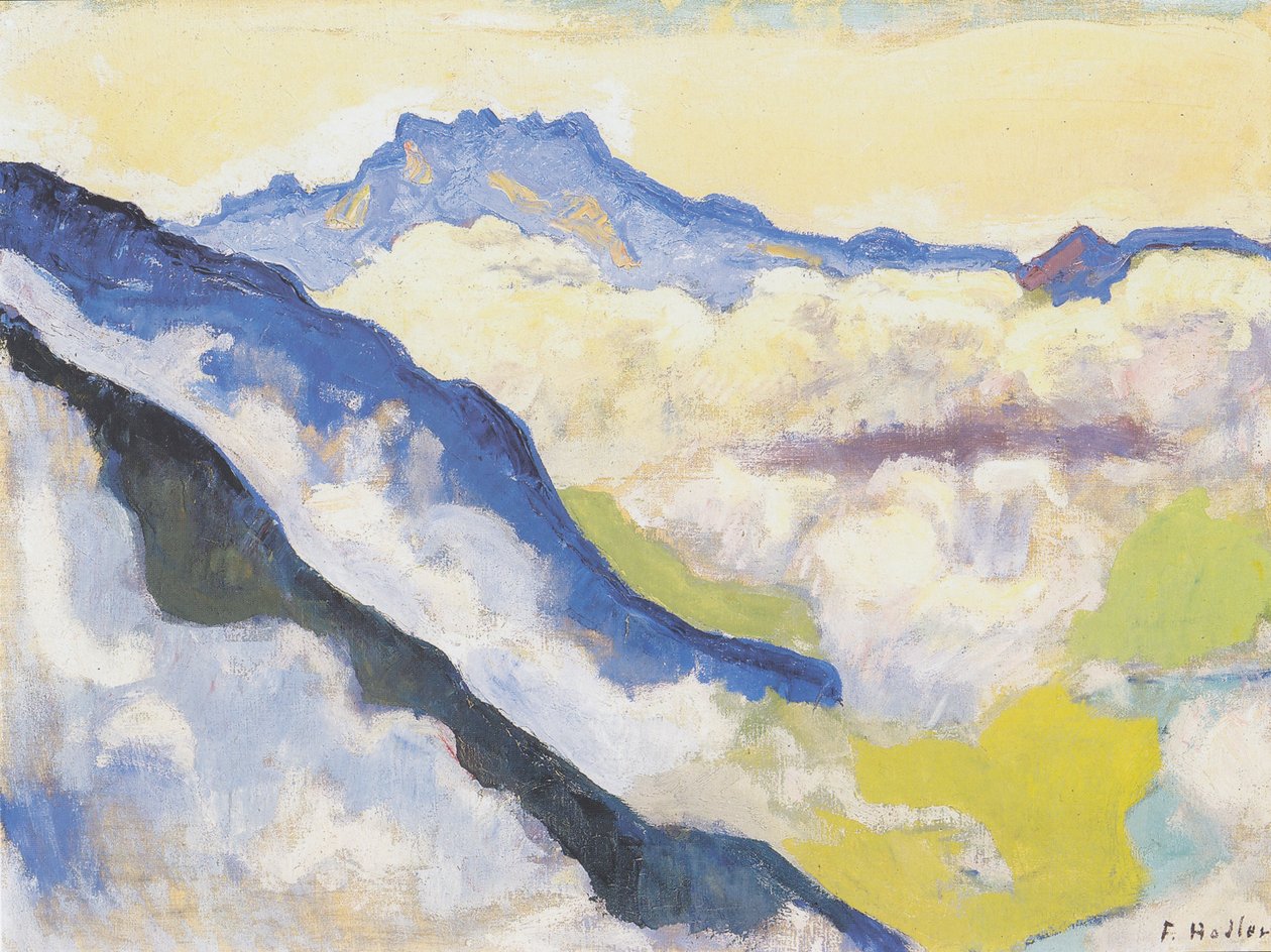 Die Dents du Midi von Caux aus autorstwa Ferdinand Hodler