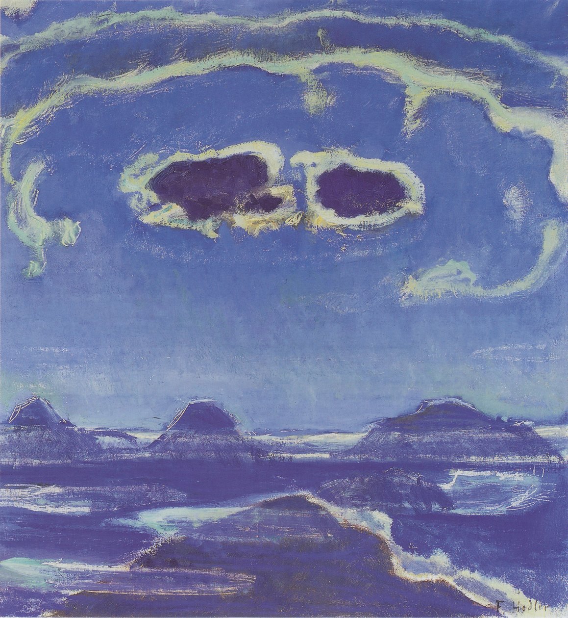 Eiger, Mönch i Jungfrau w świetle księżyca autorstwa Ferdinand Hodler