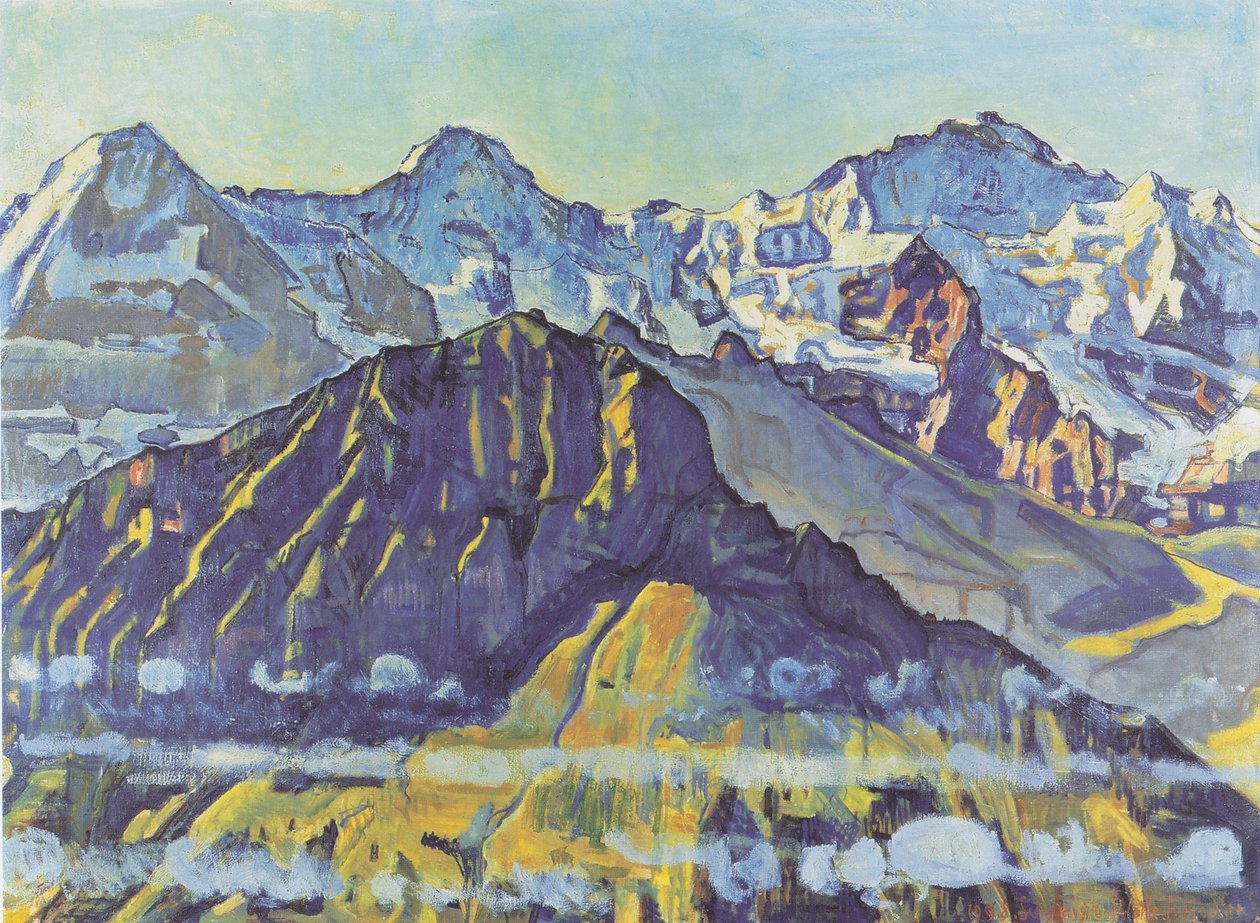 Eiger, Mönch i Jungfrau w porannym słońcu autorstwa Ferdinand Hodler