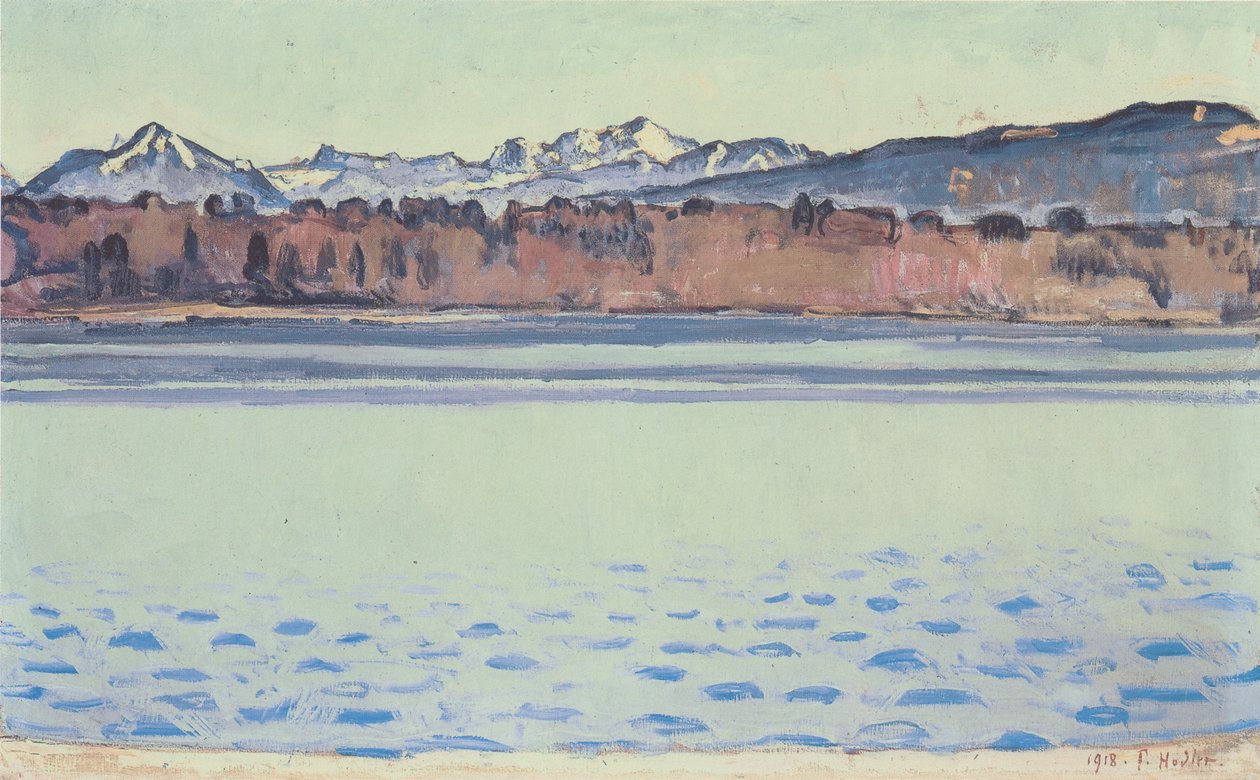 Jezioro Genewskie z Mont-Blanc po południu autorstwa Ferdinand Hodler
