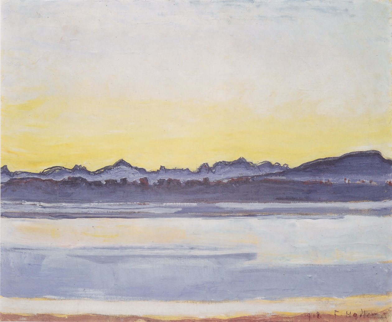 Jezioro Genewskie z Mont-Blanc przed wschodem słońca autorstwa Ferdinand Hodler