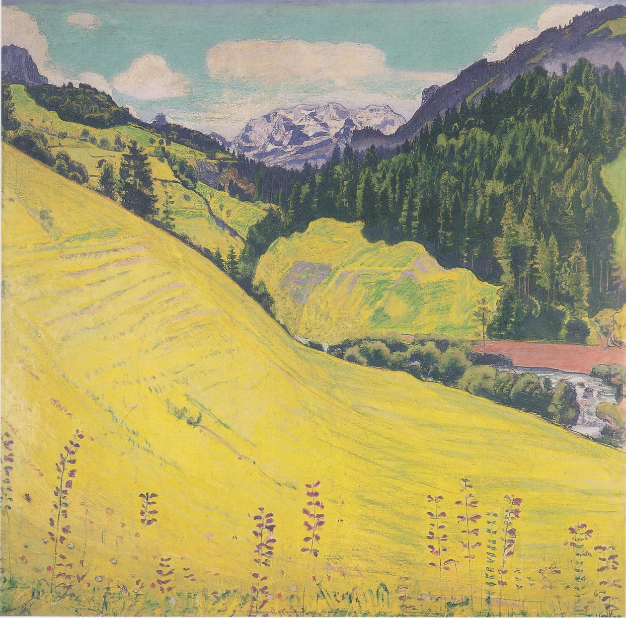 Kiental mit Blümlisalp autorstwa Ferdinand Hodler