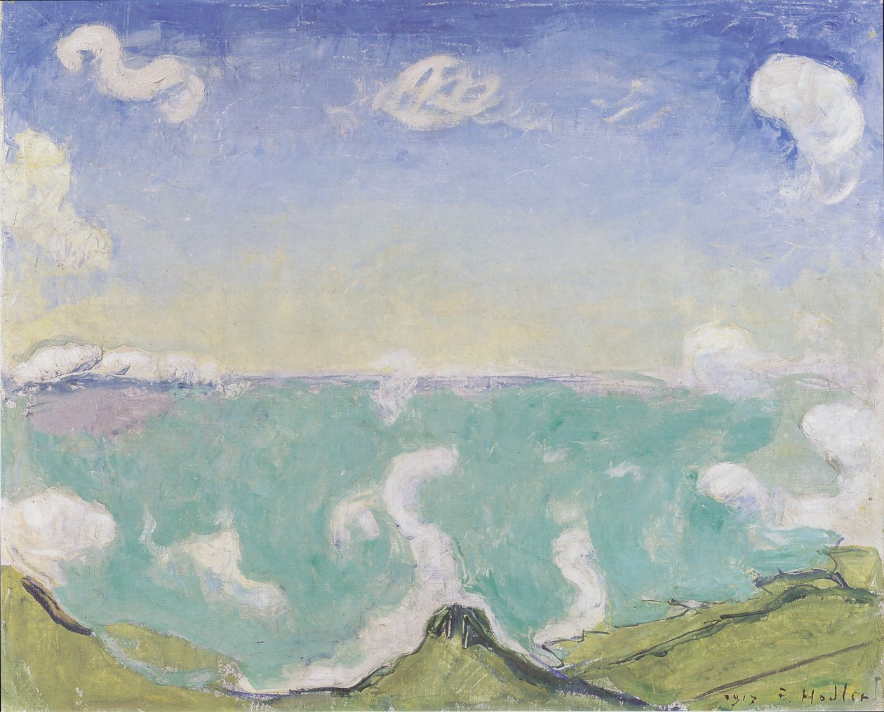 Krajobraz w pobliżu Caux z wznoszącymi się chmurami autorstwa Ferdinand Hodler