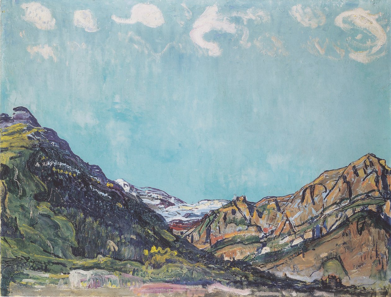Krajobraz w pobliżu Champéry autorstwa Ferdinand Hodler