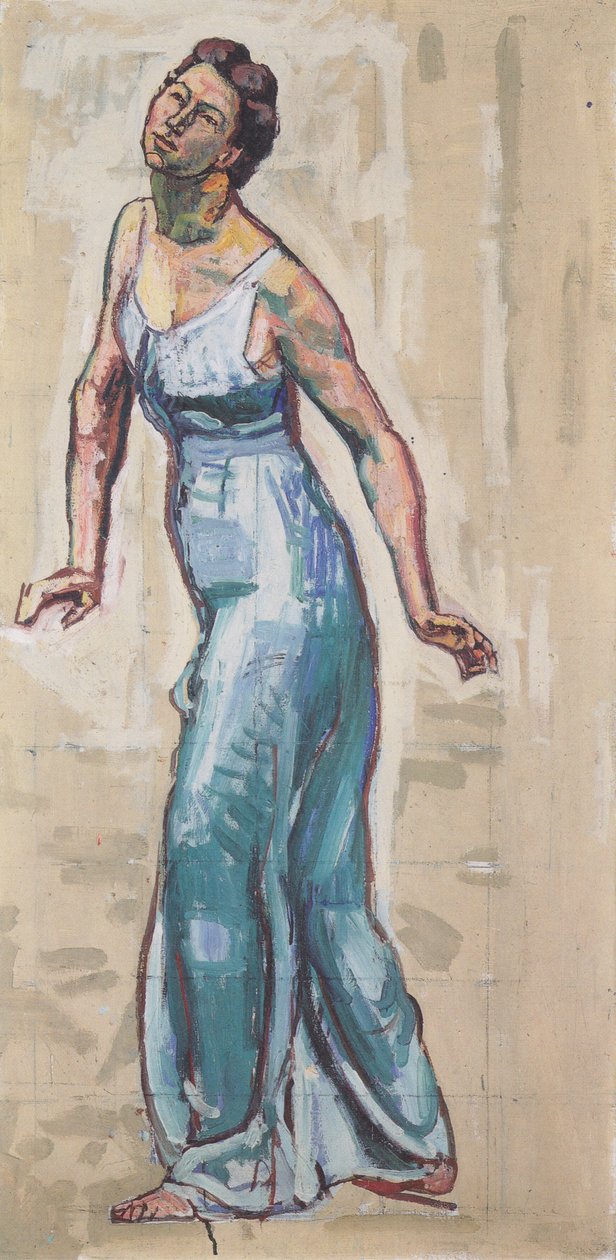 Krocząca postać kobieca w niebieskich ubraniach autorstwa Ferdinand Hodler
