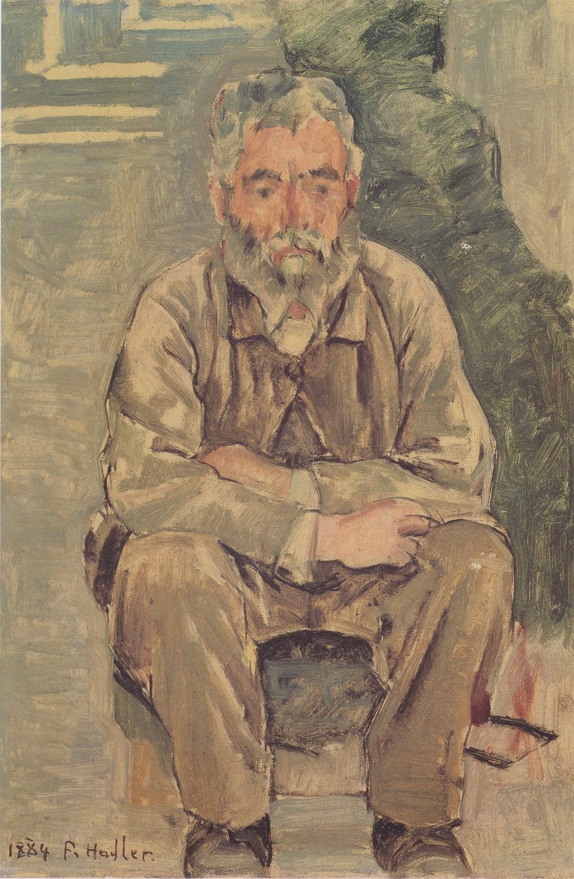 Siedzący brodaty mężczyzna autorstwa Ferdinand Hodler