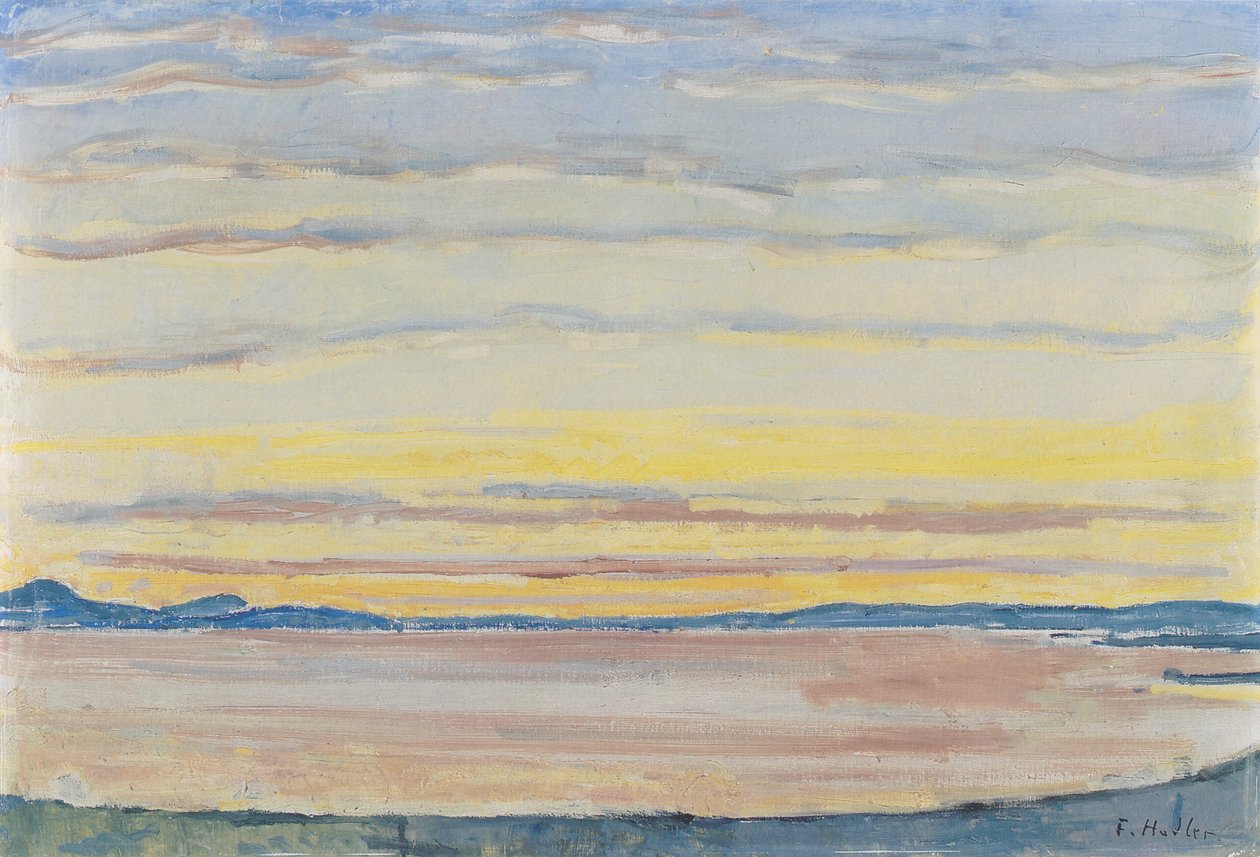 Zachód słońca nad Jeziorem Genewskim autorstwa Ferdinand Hodler