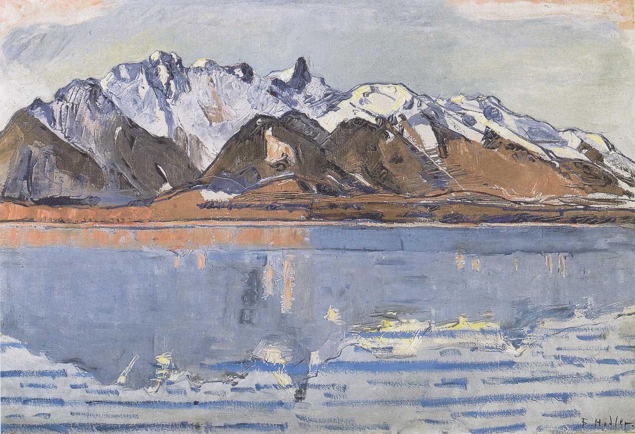 Jezioro Thun z łańcuchem Stockhorn autorstwa Ferdinand Hodler