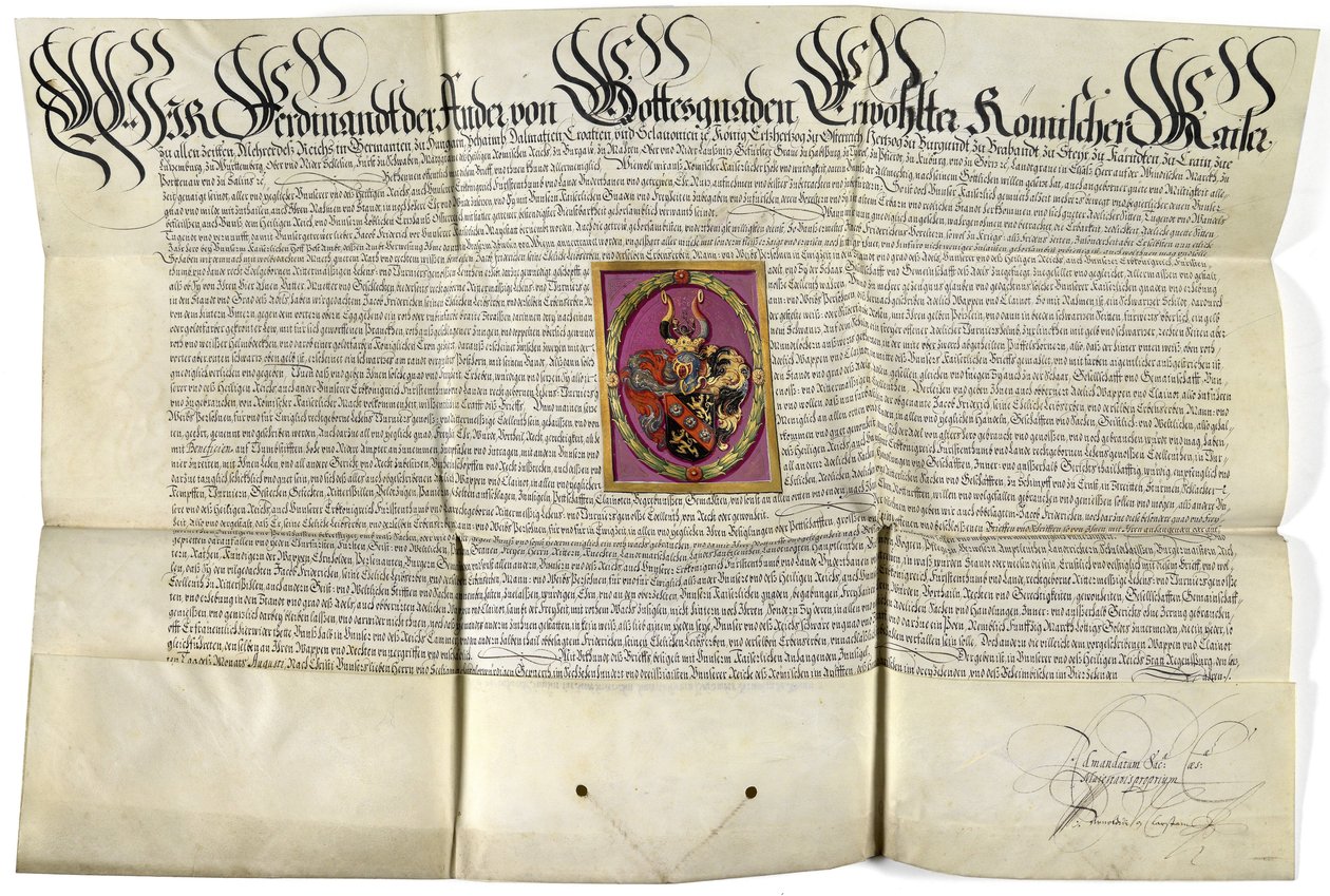 Dyplom szlachecki Jakub von Fridrich 1630 autorstwa Ferdinand II.