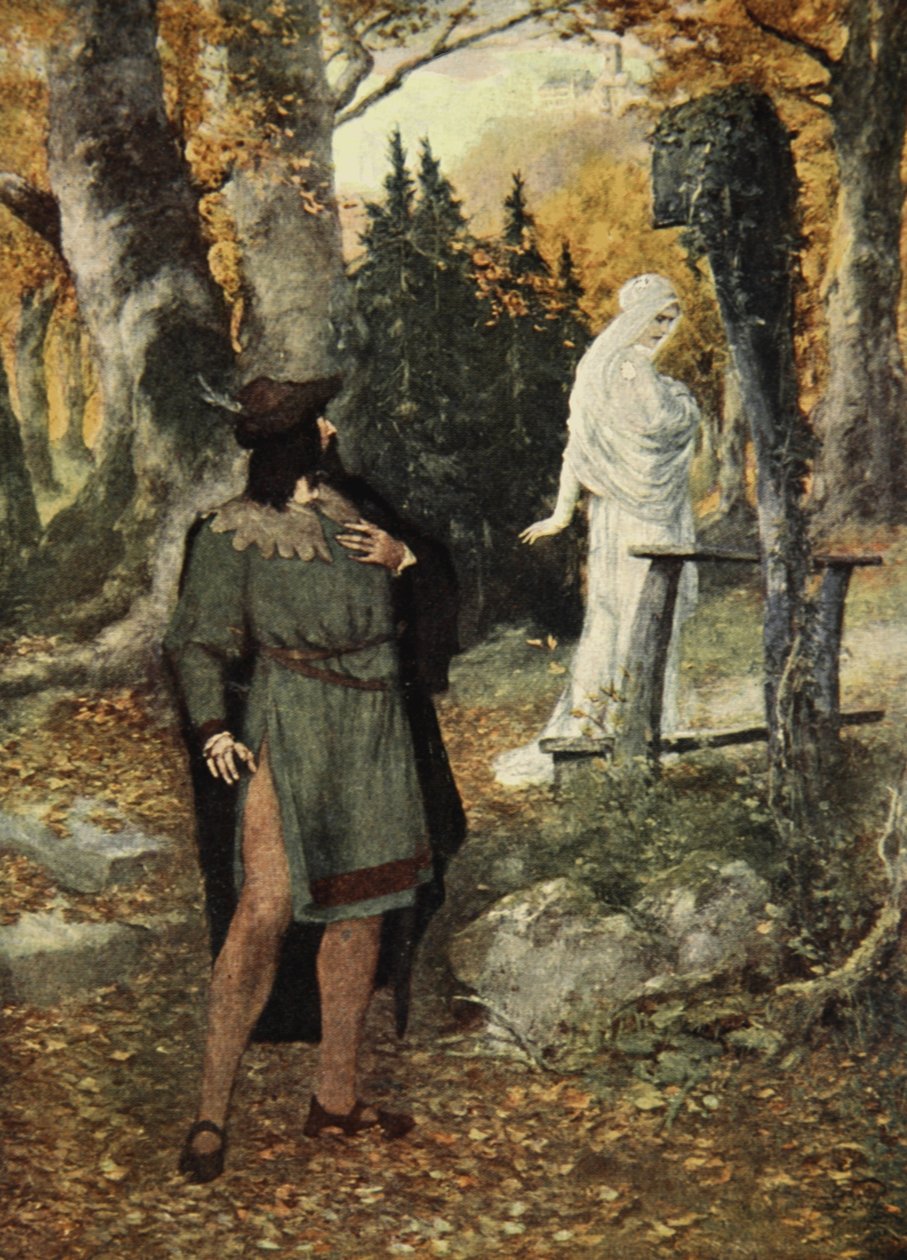 Opiekował się nią Wolfram, z „Opowieści oper Wagnera” J. Walkera McSpaddena (1874-1960), 1905 autorstwa Ferdinand Leeke