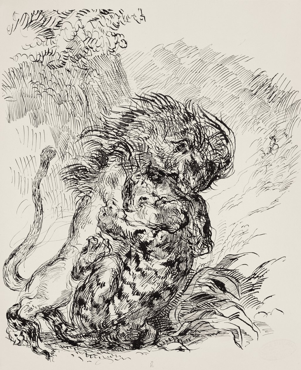 Lew walczący z tygrysem autorstwa Ferdinand Victor Eugene Delacroix