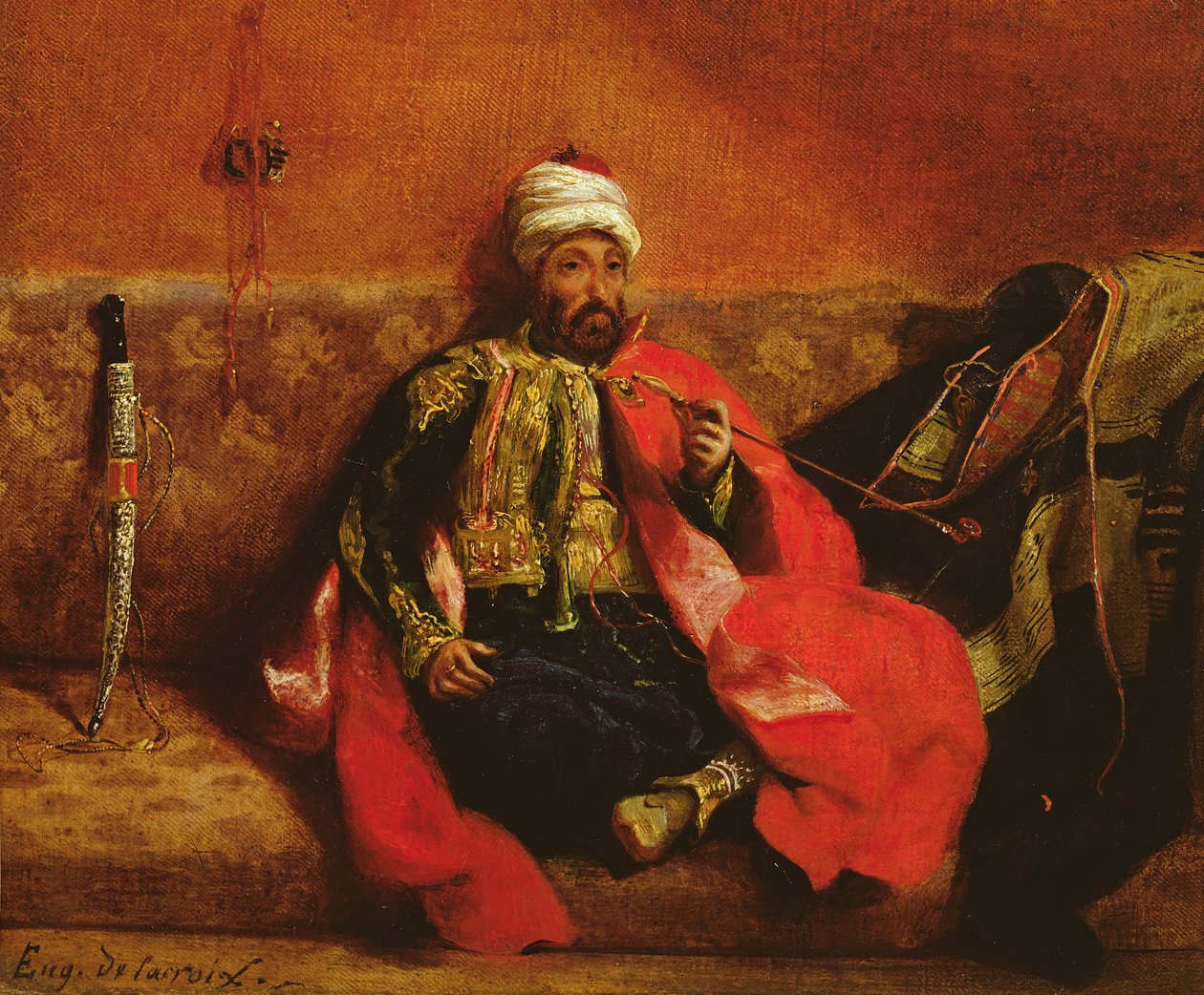 Turek palący siedzący na sofie, ok. 1825 r. autorstwa Ferdinand Victor Eugene Delacroix