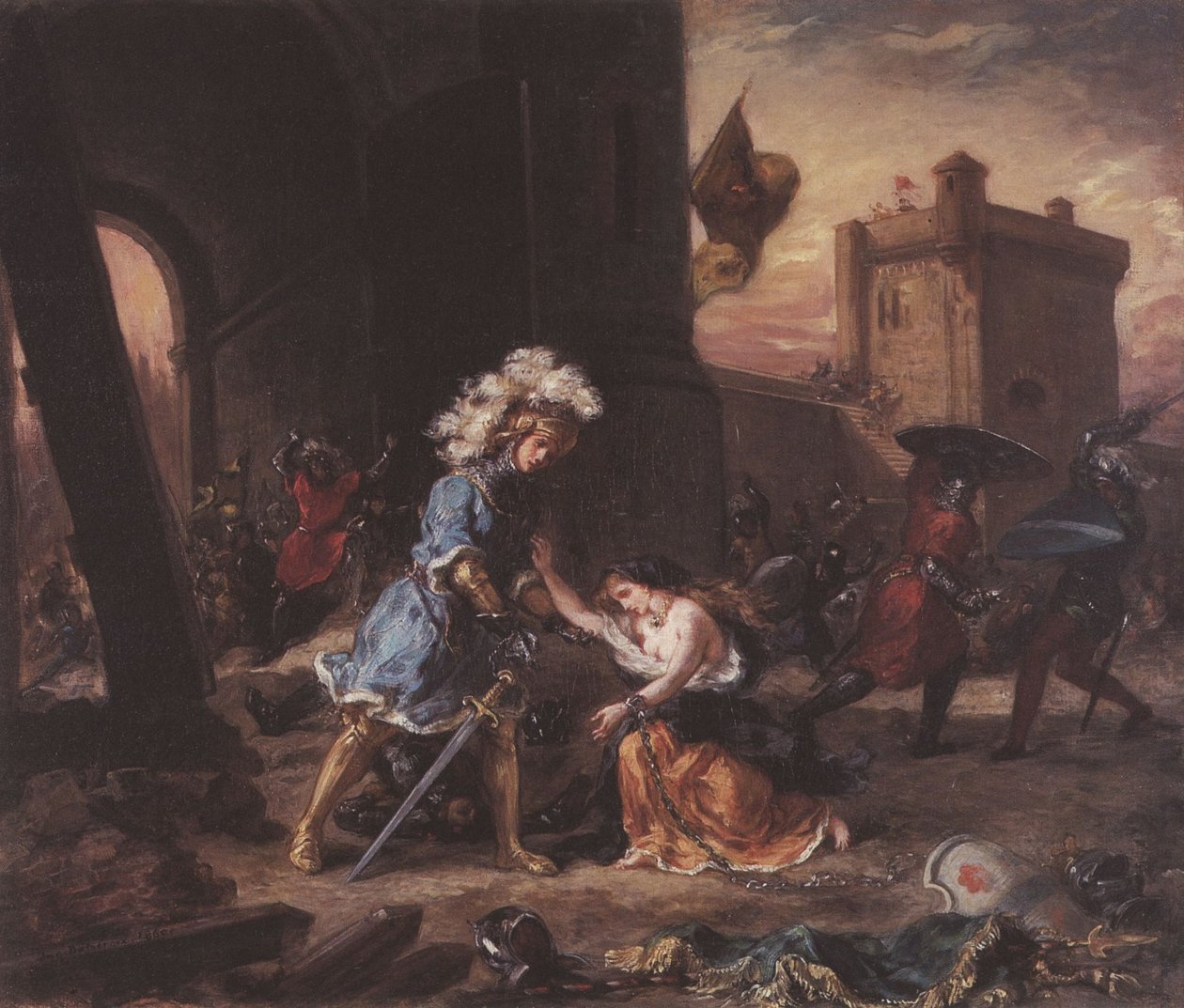Amadis dostarcza księżniczkę Olgę z zamku Galpans autorstwa Ferdinand Victor Eugene Delacroix