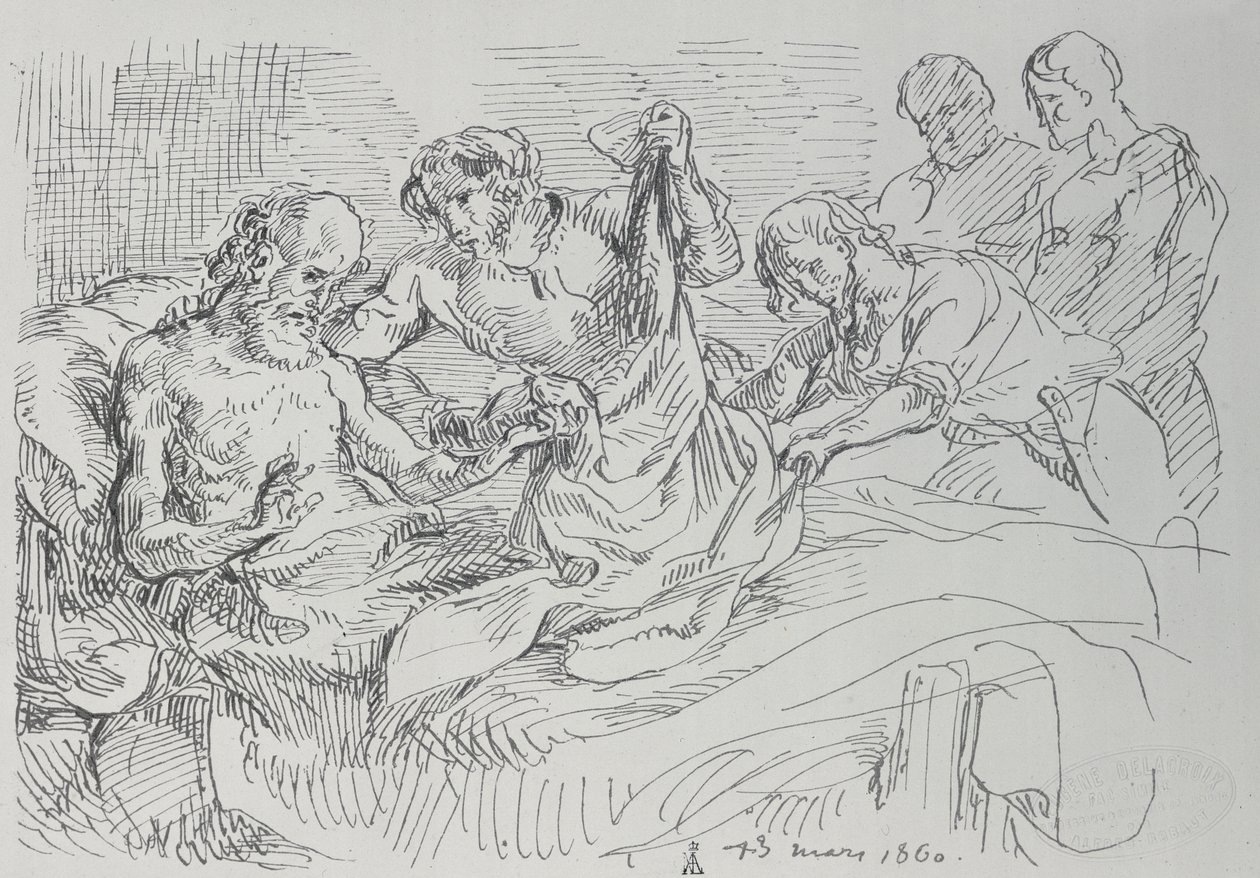 Starszy mężczyzna w łóżku, 1860 autorstwa Ferdinand Victor Eugene Delacroix
