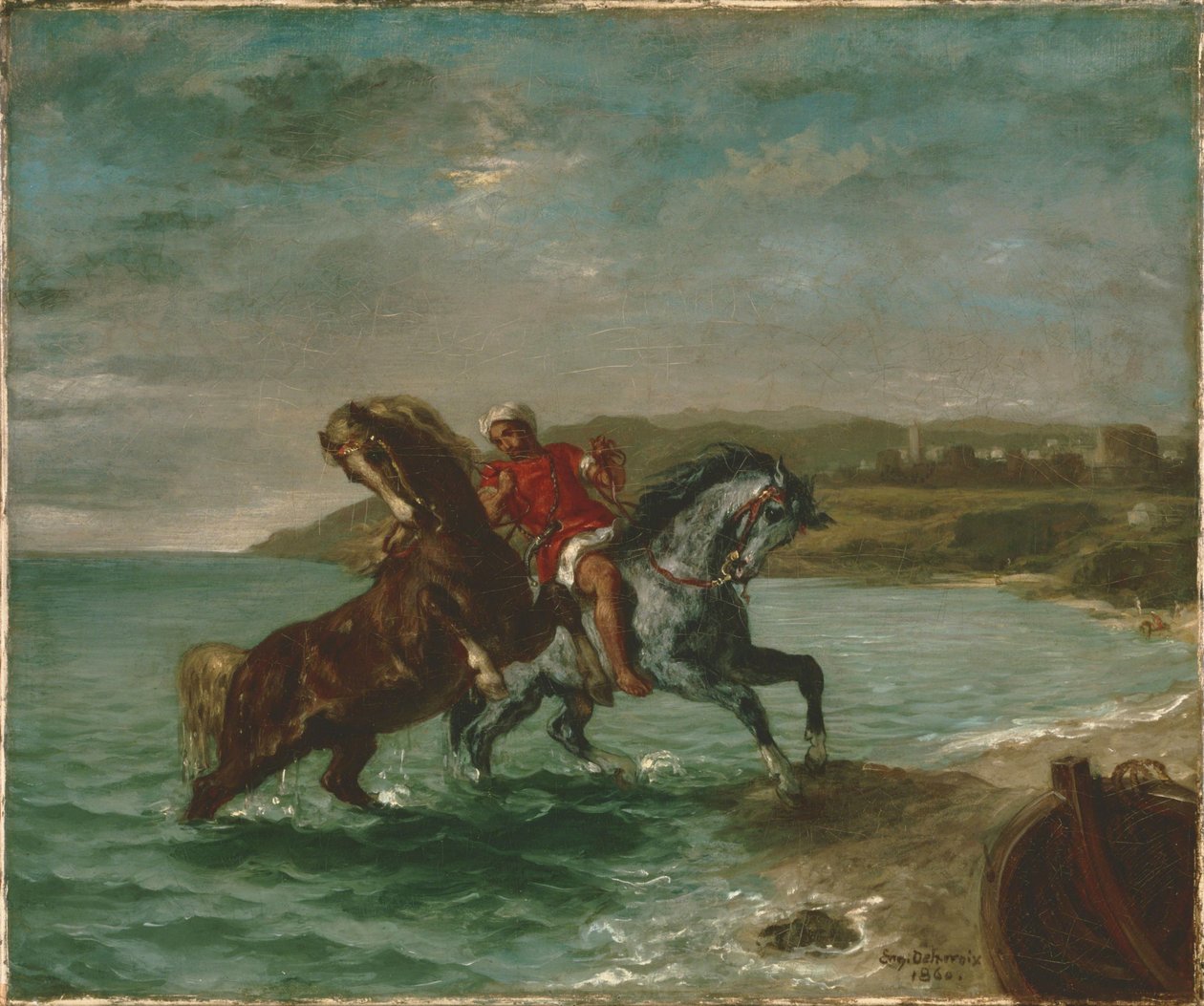 Konie wychodzą z morza autorstwa Ferdinand Victor Eugene Delacroix