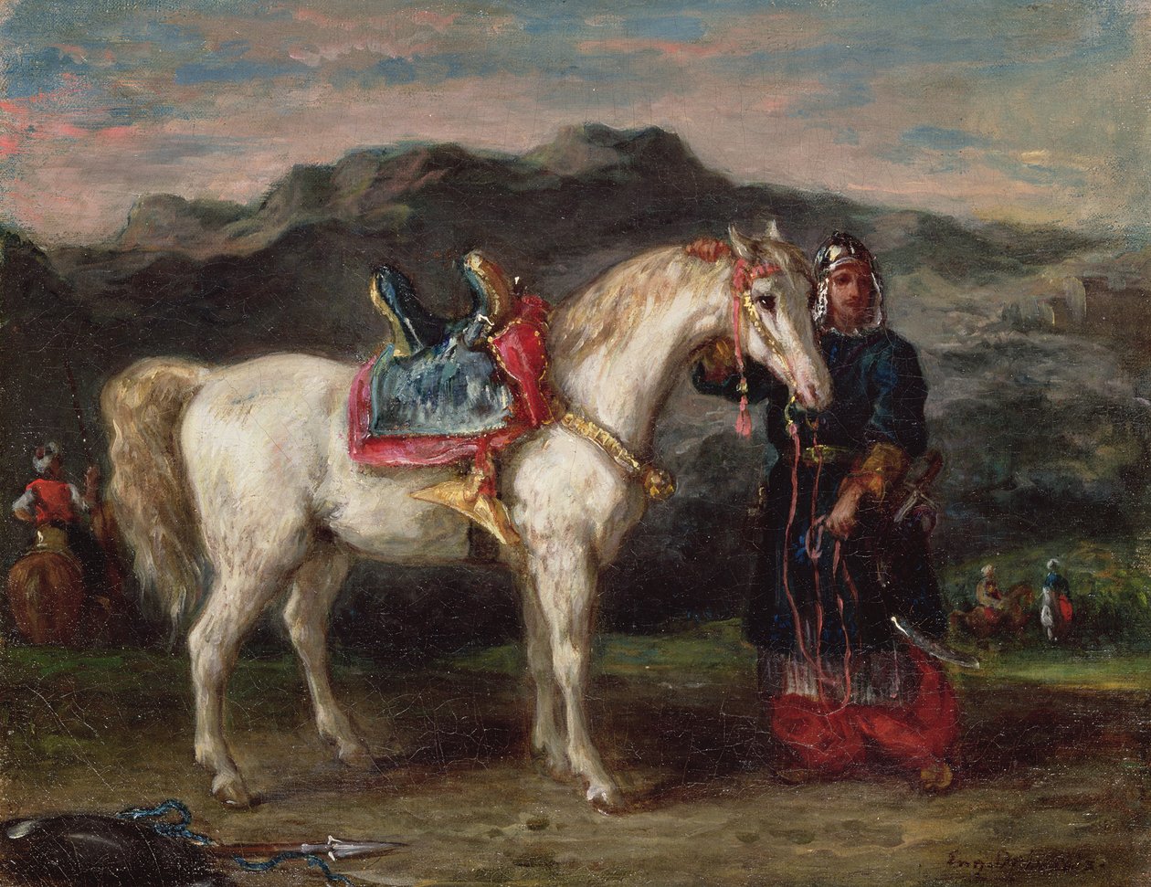 Czerkies trzymający konia autorstwa Ferdinand Victor Eugene Delacroix