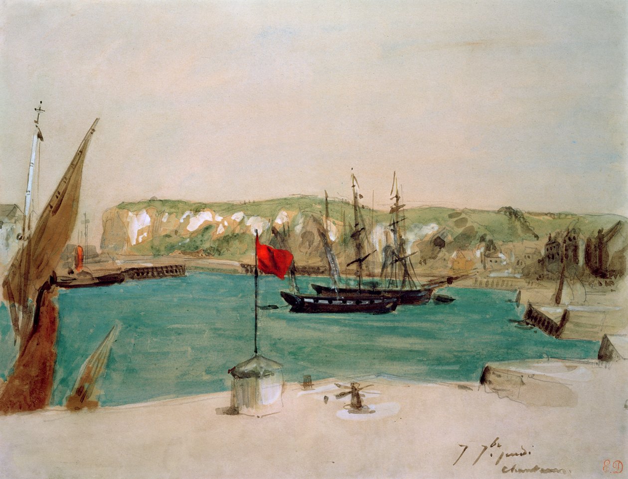 Dieppe: nabrzeże Duquesne autorstwa Ferdinand Victor Eugene Delacroix