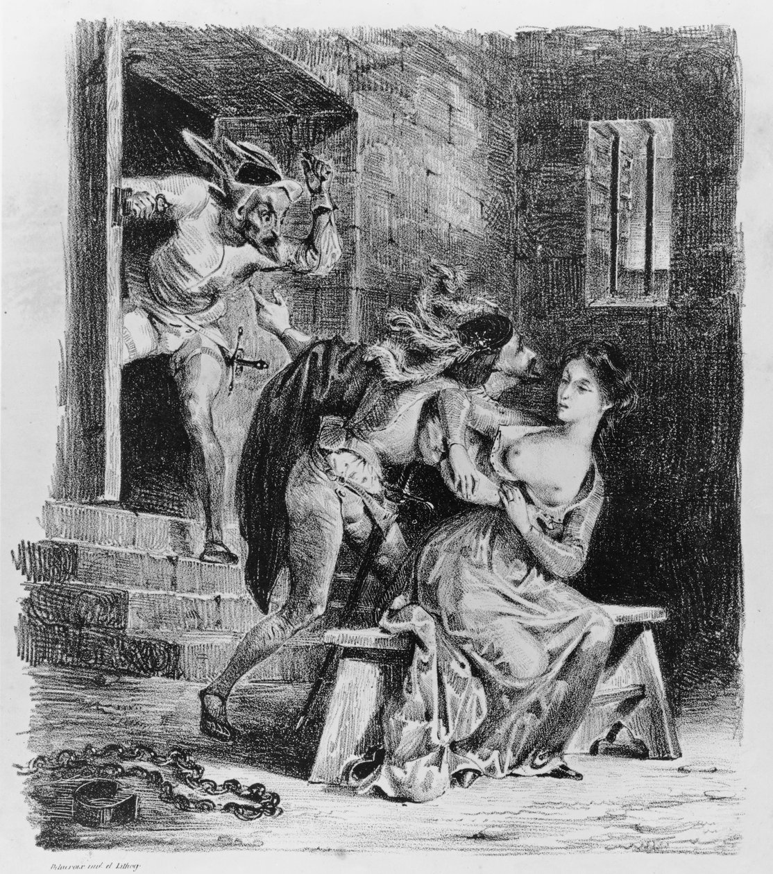 Faust ratuje Marguerite z więzienia, z Fausta Goethego, 1828, (ilustracja), (zdjęcie litografii) autorstwa Ferdinand Victor Eugene Delacroix