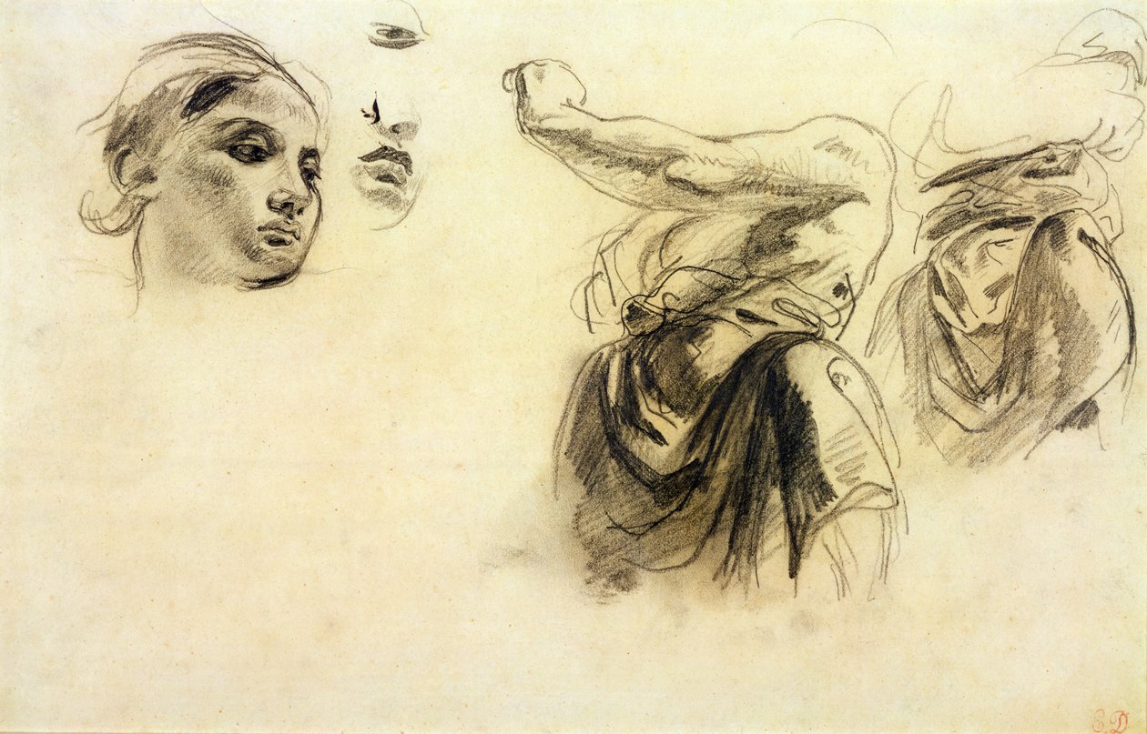 Studia postaci (grafit na papierze) autorstwa Ferdinand Victor Eugene Delacroix