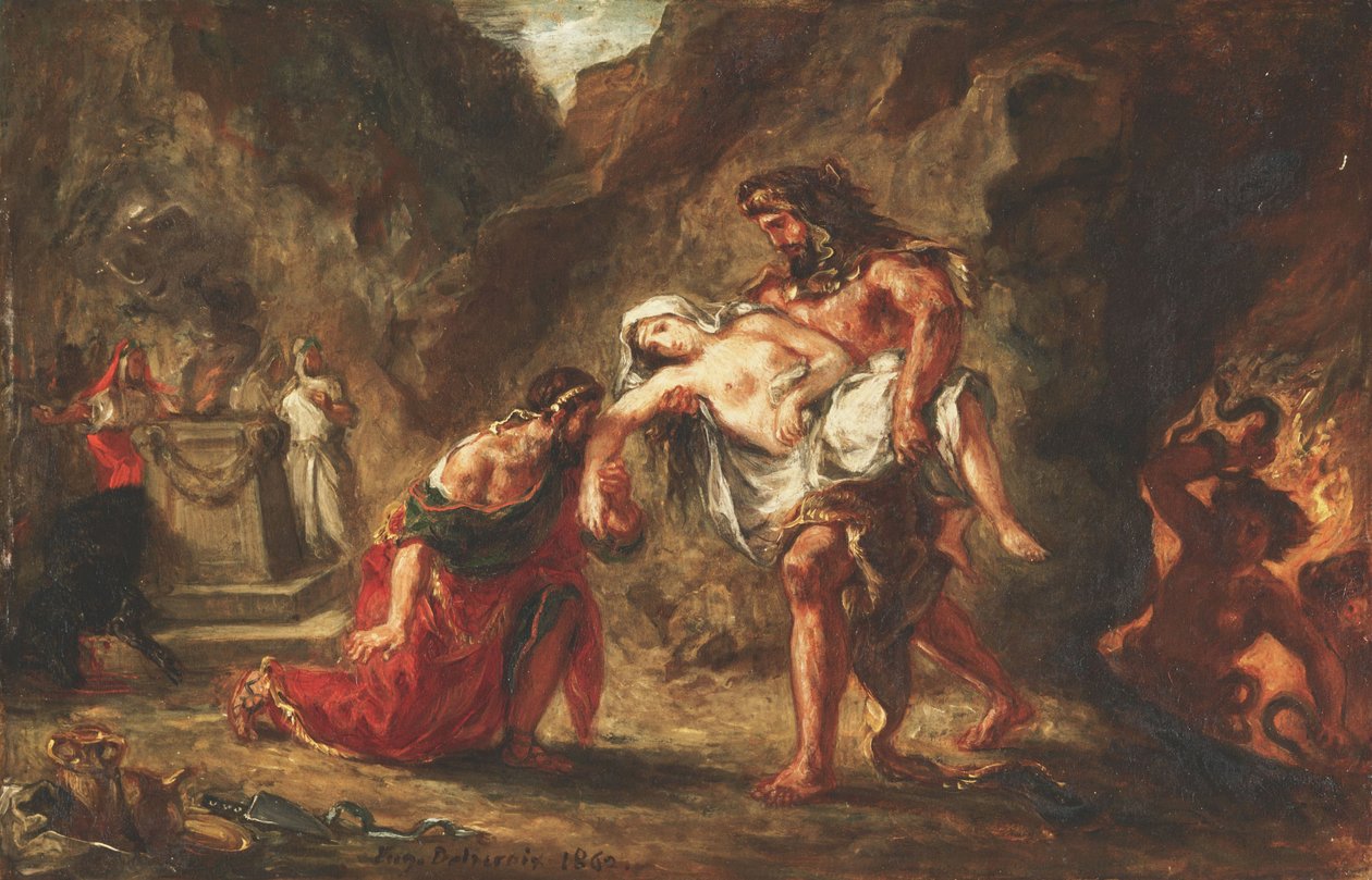 Herkules i Alkestis autorstwa Ferdinand Victor Eugene Delacroix