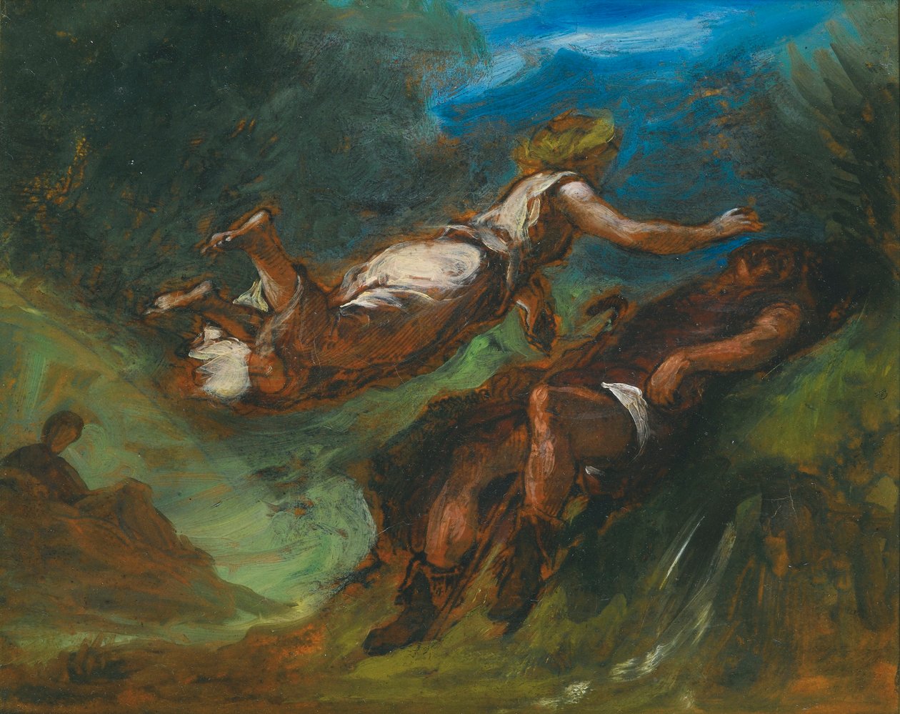 Hezjod i muza autorstwa Ferdinand Victor Eugene Delacroix