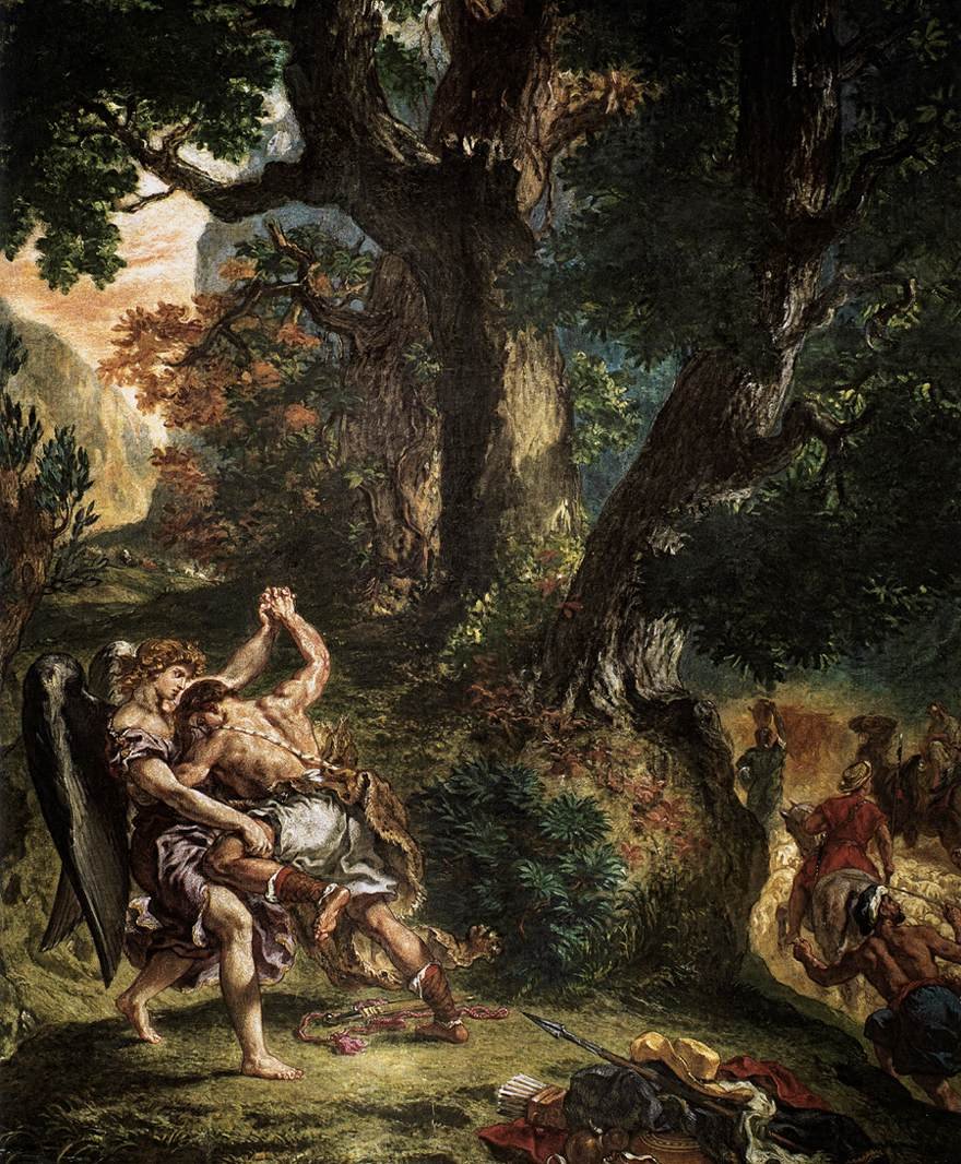 Jakub zmagający się z aniołem autorstwa Ferdinand Victor Eugene Delacroix