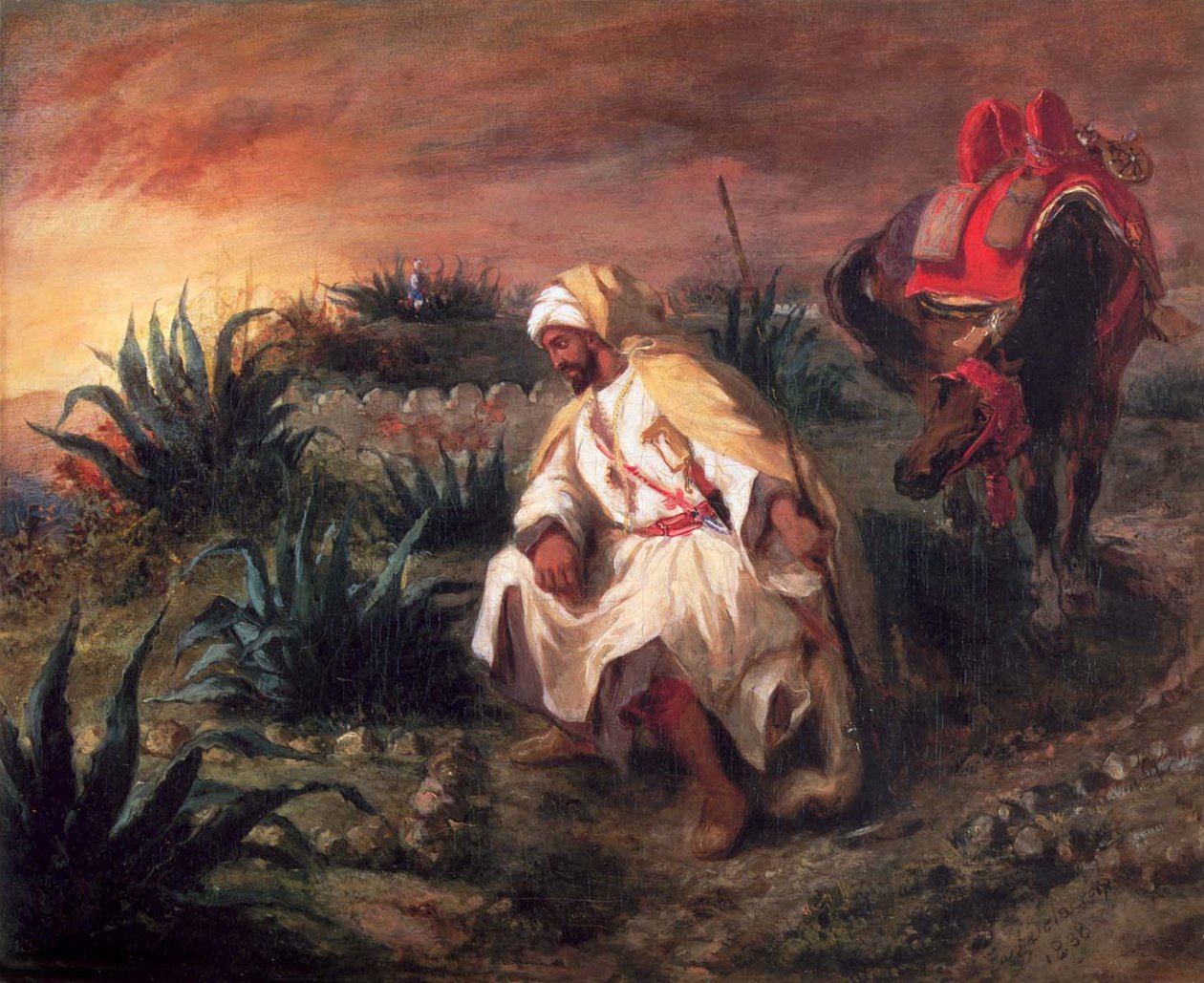 Arab przy grobie autorstwa Ferdinand Victor Eugene Delacroix