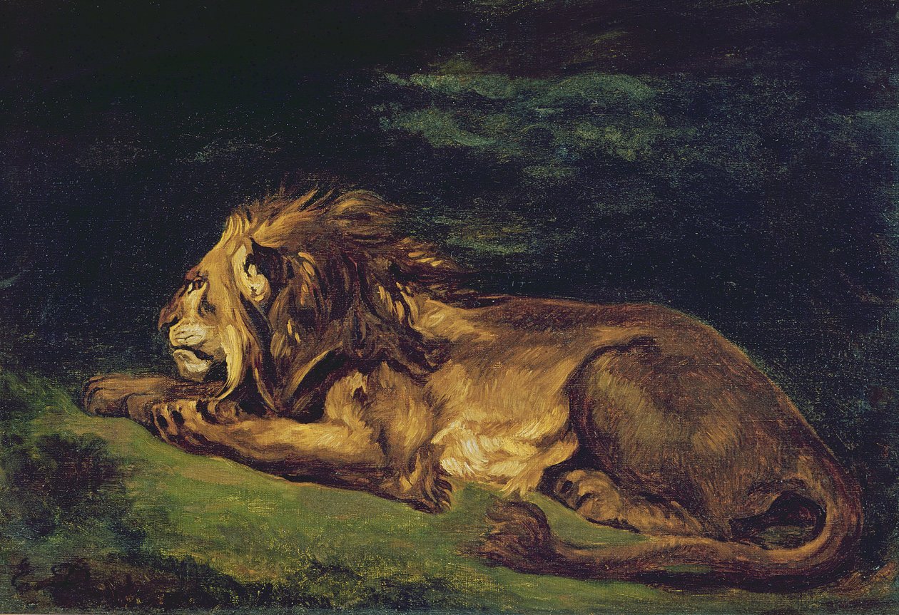 Lew odpoczywa autorstwa Ferdinand Victor Eugene Delacroix