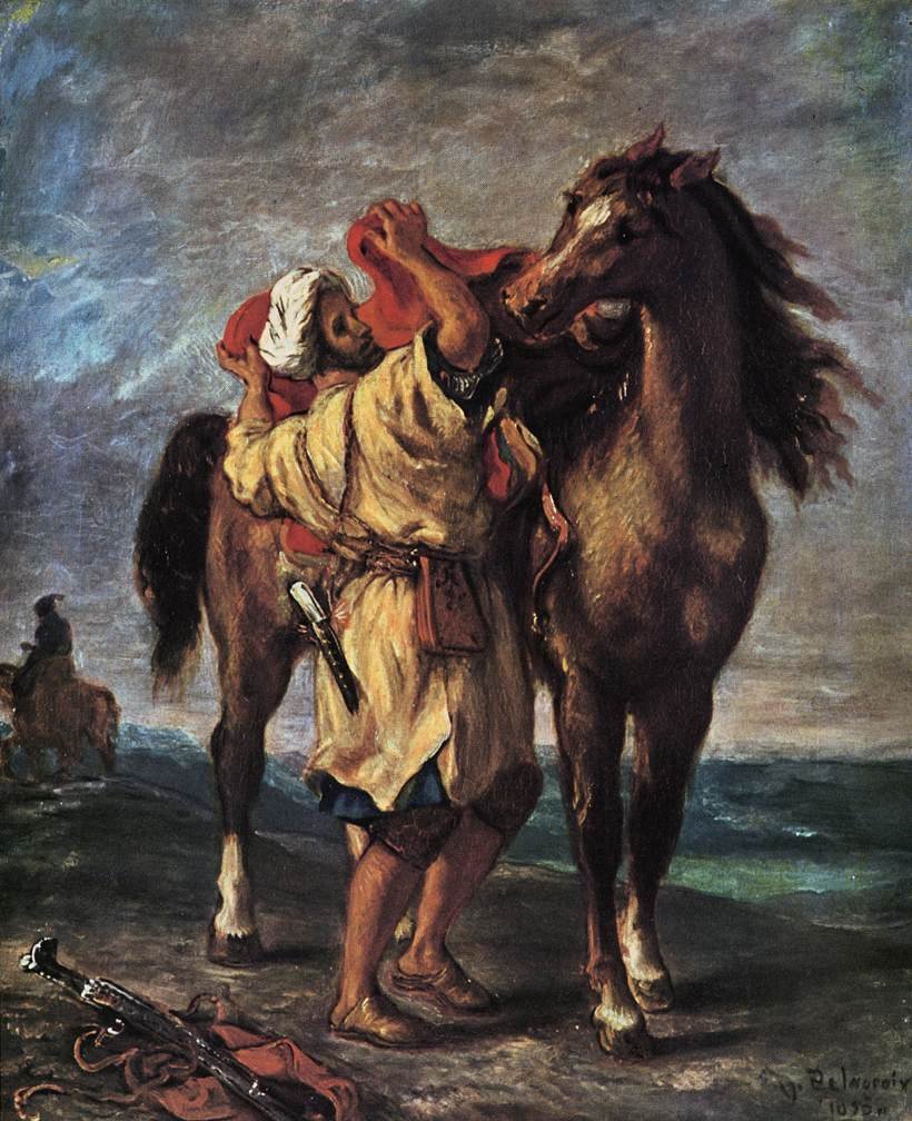 Marokańczyk i jego koń autorstwa Ferdinand Victor Eugene Delacroix