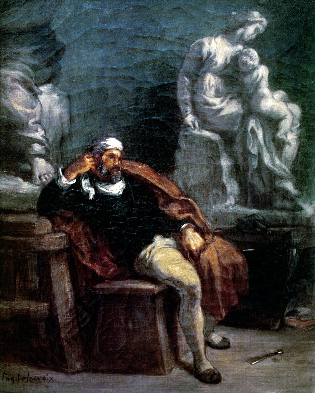 Michał Anioł (1475-1564) w swojej pracowni autorstwa Ferdinand Victor Eugene Delacroix