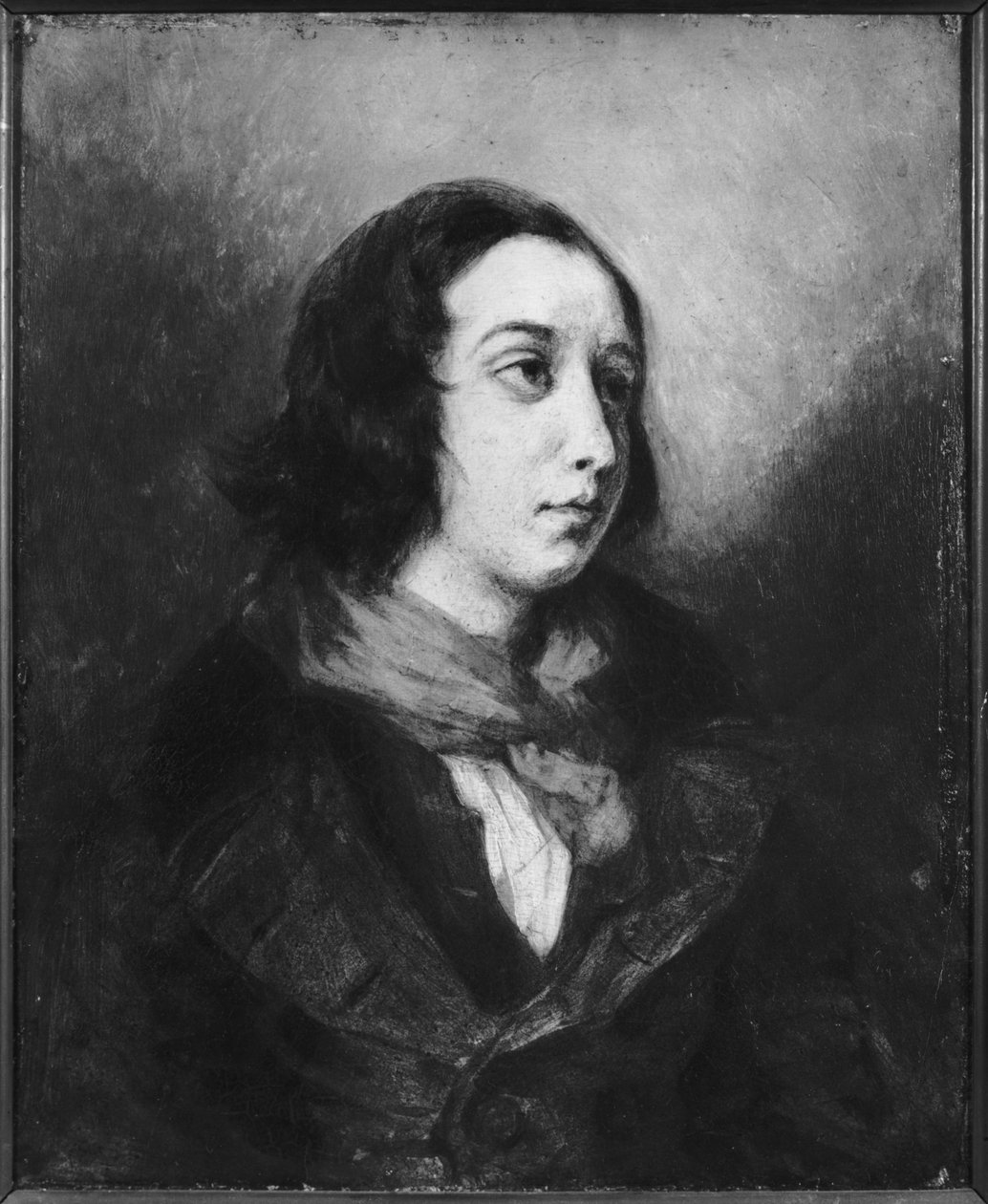 Portret George Sand, 1838 autorstwa Ferdinand Victor Eugene Delacroix