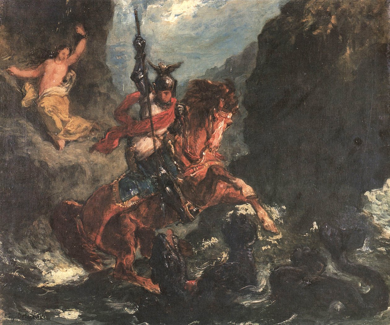Roger uwalnia Angelicę lub Świętego Jerzego autorstwa Ferdinand Victor Eugene Delacroix