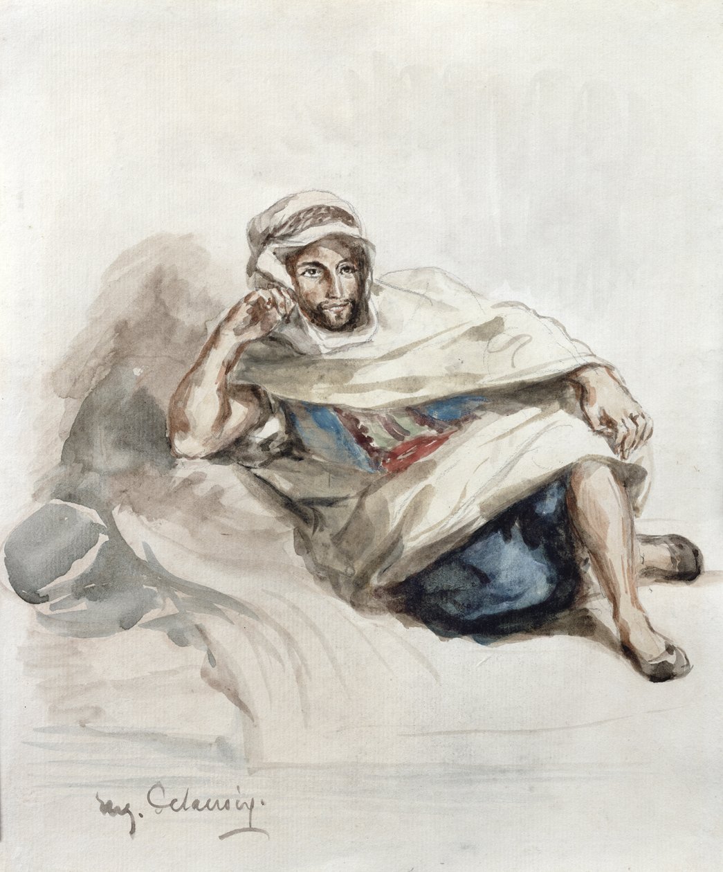 Siedzący Arab autorstwa Ferdinand Victor Eugene Delacroix