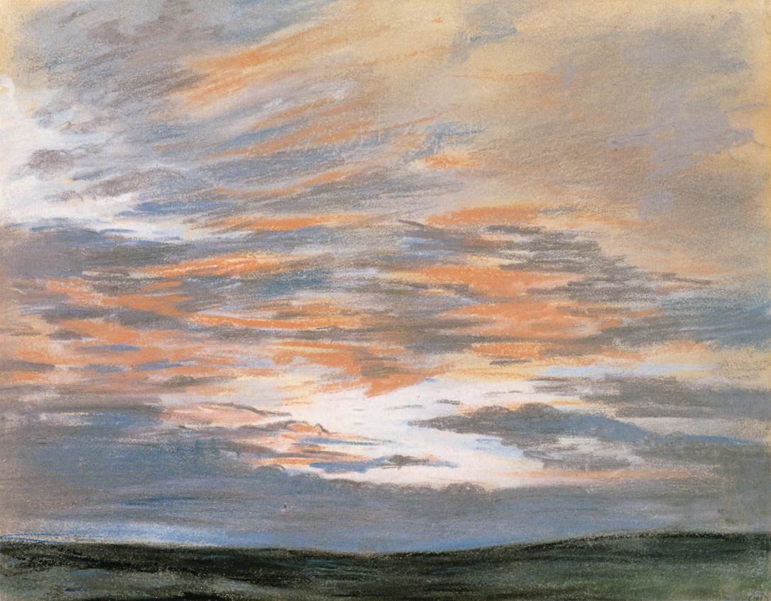 Studium nieba o zachodzie słońca autorstwa Ferdinand Victor Eugene Delacroix