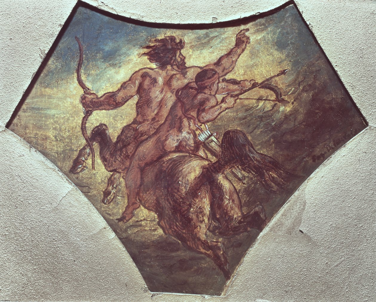 Edukacja Achillesa (replika pierwszego szkicu wykonana dla jednej z czterech pendentyw w Coupole de la Poesie w Izbie Deputowanych, ok. 1848 r. (patrz także 75745) autorstwa Ferdinand Victor Eugene Delacroix