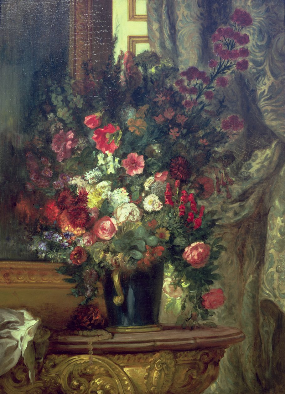 Wazon z kwiatami na konsoli, 1848-49 autorstwa Ferdinand Victor Eugene Delacroix
